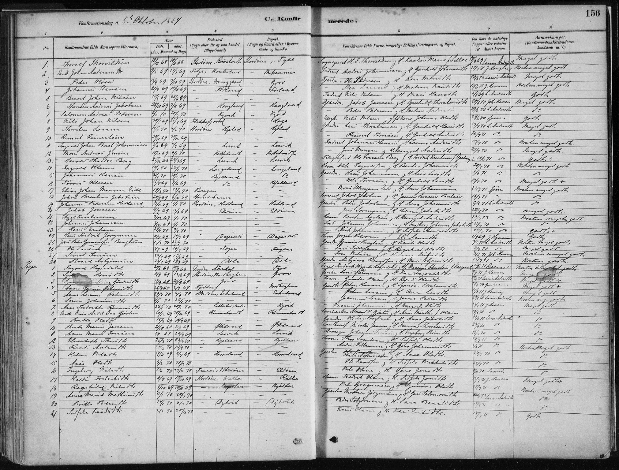 Stord sokneprestembete, SAB/A-78201/H/Haa: Parish register (official) no. B 2, 1878-1913, p. 156