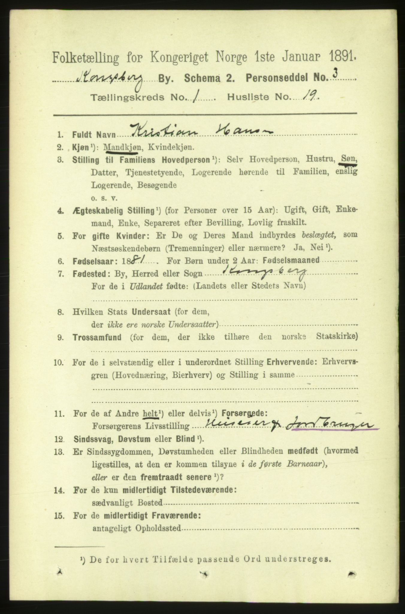 RA, 1891 census for 0604 Kongsberg, 1891, p. 1747