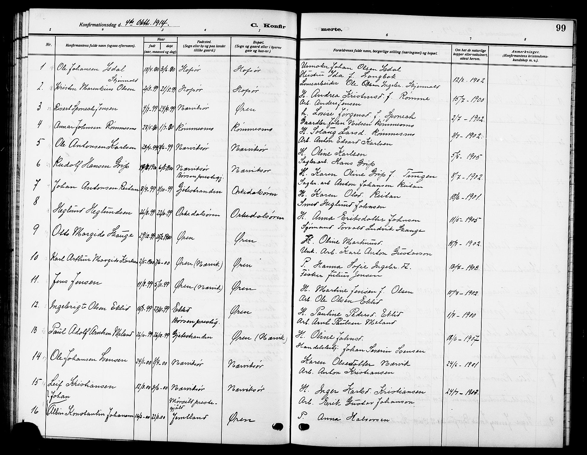 Ministerialprotokoller, klokkerbøker og fødselsregistre - Sør-Trøndelag, SAT/A-1456/669/L0831: Parish register (copy) no. 669C01, 1909-1924, p. 99