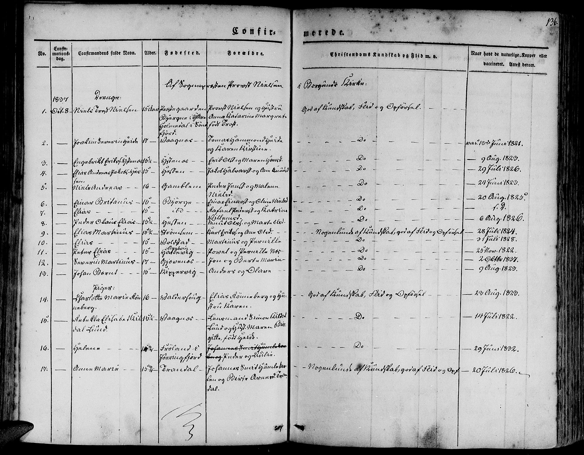 Ministerialprotokoller, klokkerbøker og fødselsregistre - Møre og Romsdal, AV/SAT-A-1454/528/L0395: Parish register (official) no. 528A06, 1828-1839, p. 136