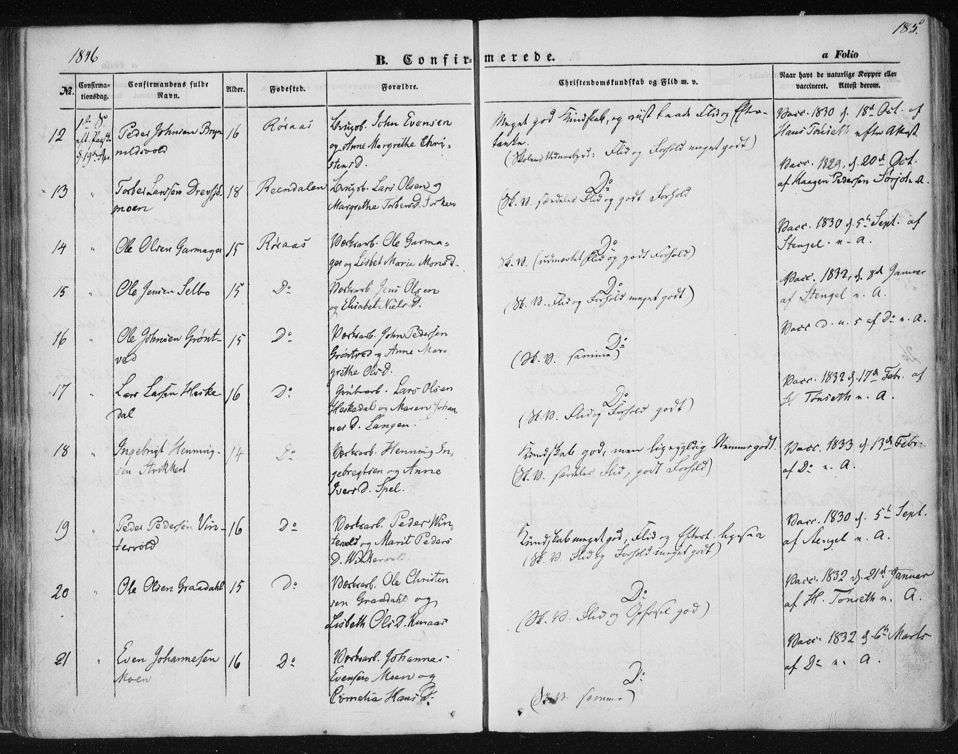 Ministerialprotokoller, klokkerbøker og fødselsregistre - Sør-Trøndelag, SAT/A-1456/681/L0931: Parish register (official) no. 681A09, 1845-1859, p. 185