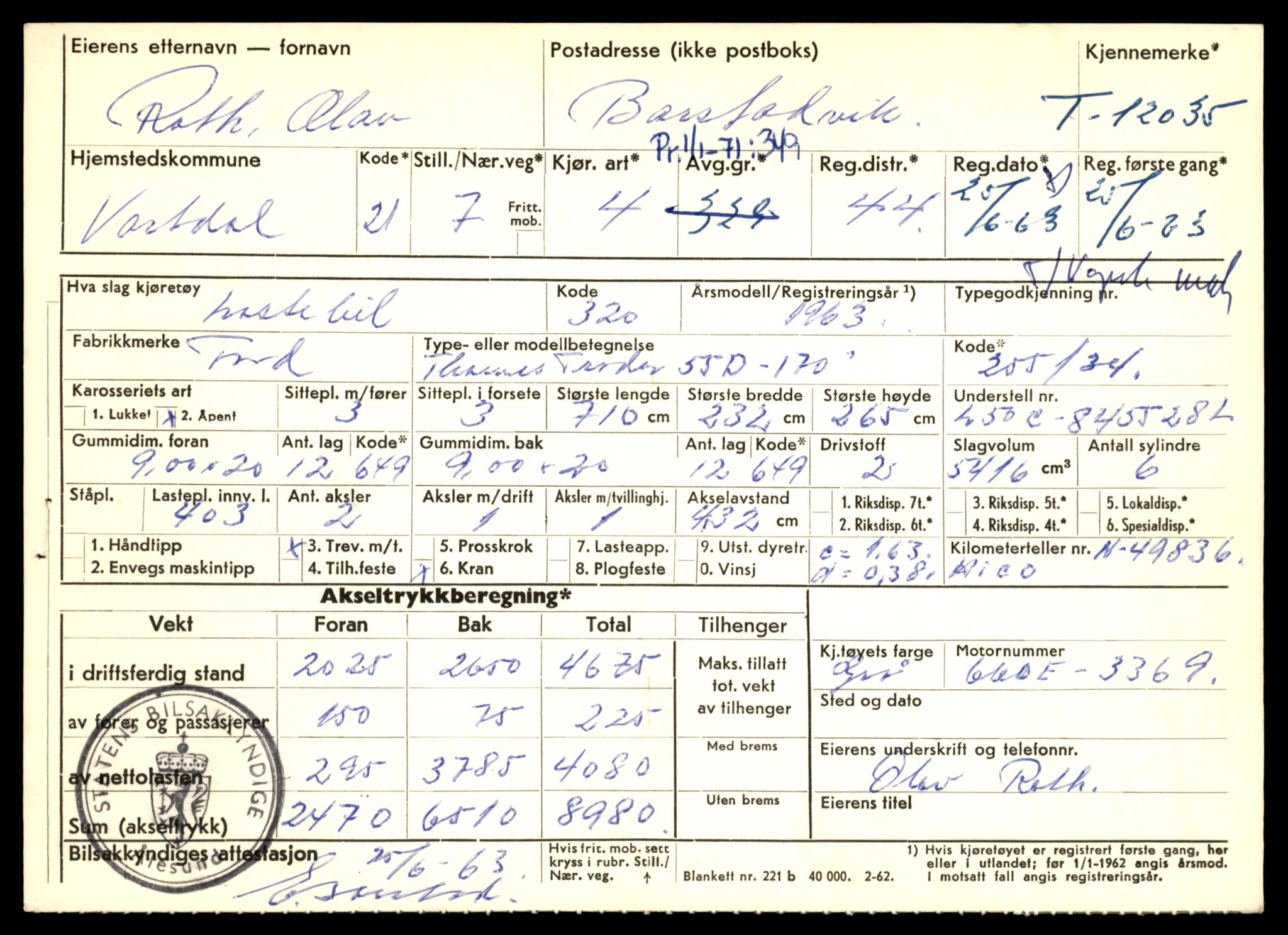 Møre og Romsdal vegkontor - Ålesund trafikkstasjon, AV/SAT-A-4099/F/Fe/L0032: Registreringskort for kjøretøy T 11997 - T 12149, 1927-1998, p. 1175