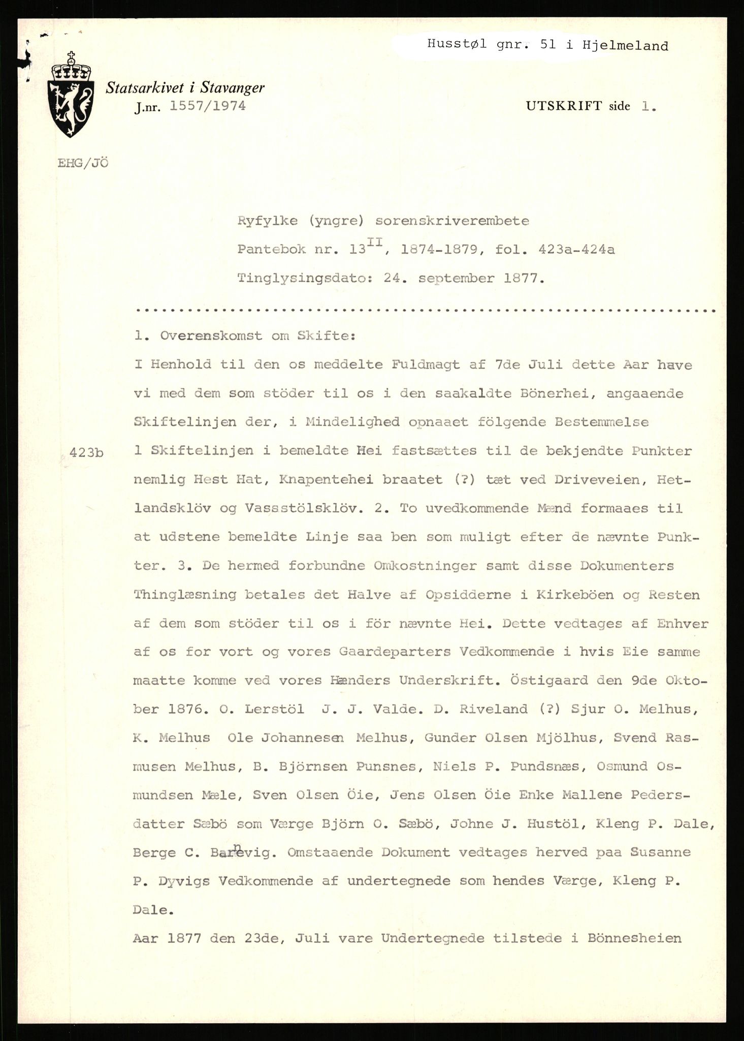 Statsarkivet i Stavanger, AV/SAST-A-101971/03/Y/Yj/L0040: Avskrifter sortert etter gårdnavn: Hovland i Egersun - Hustveit, 1750-1930, p. 637