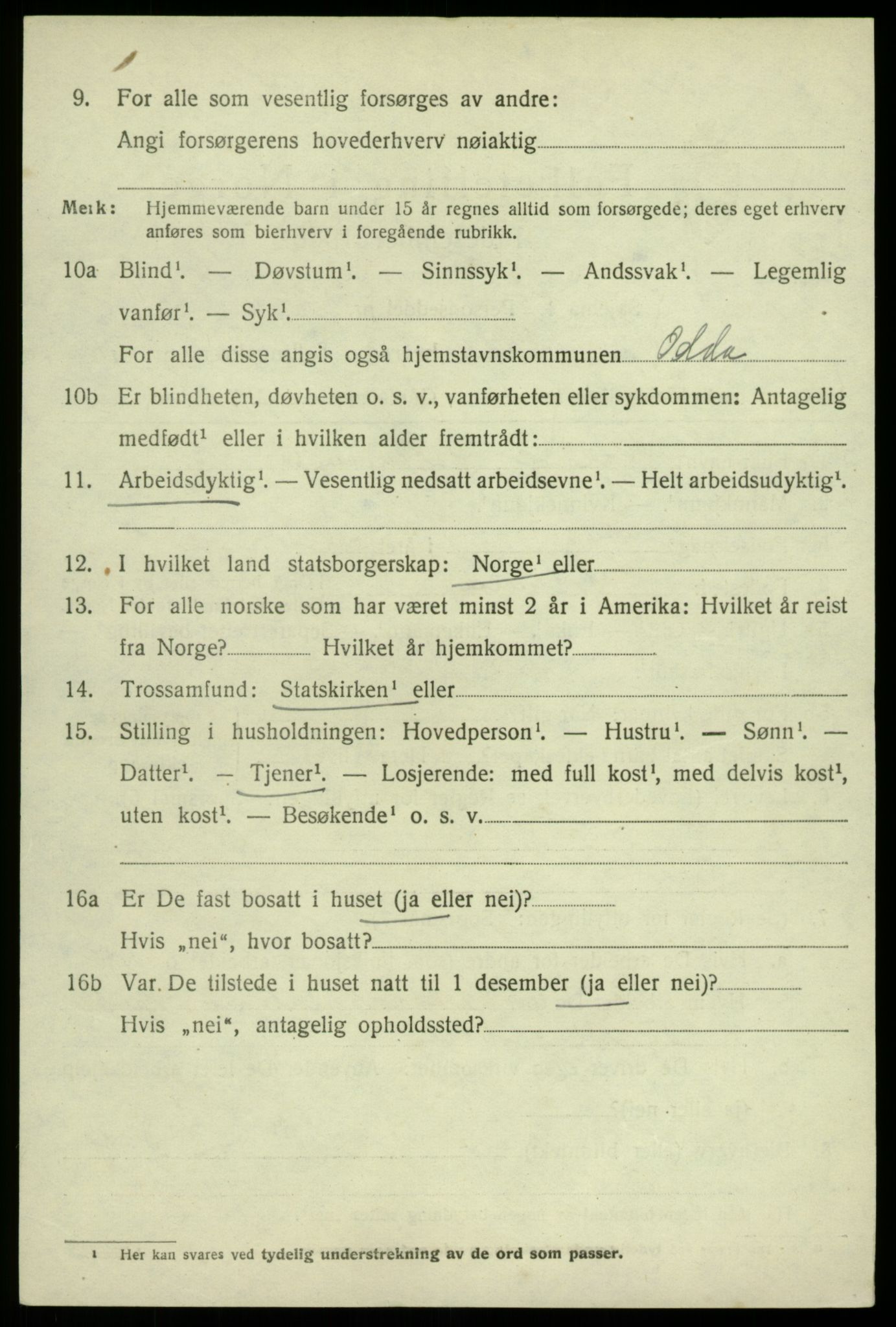 SAB, 1920 census for Odda, 1920, p. 11656