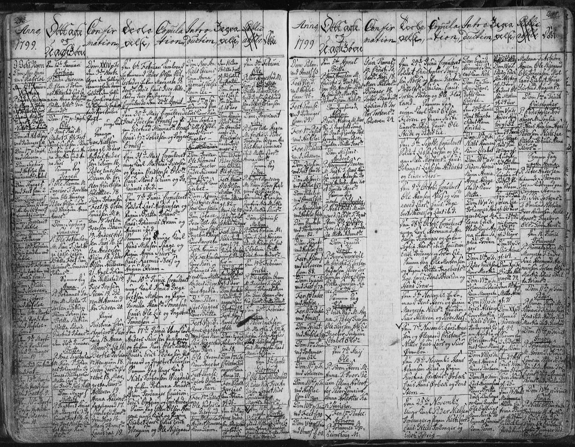 Hafslo sokneprestembete, AV/SAB-A-80301/H/Haa/Haaa/L0002: Parish register (official) no. A 2, 1755-1806, p. 243-244