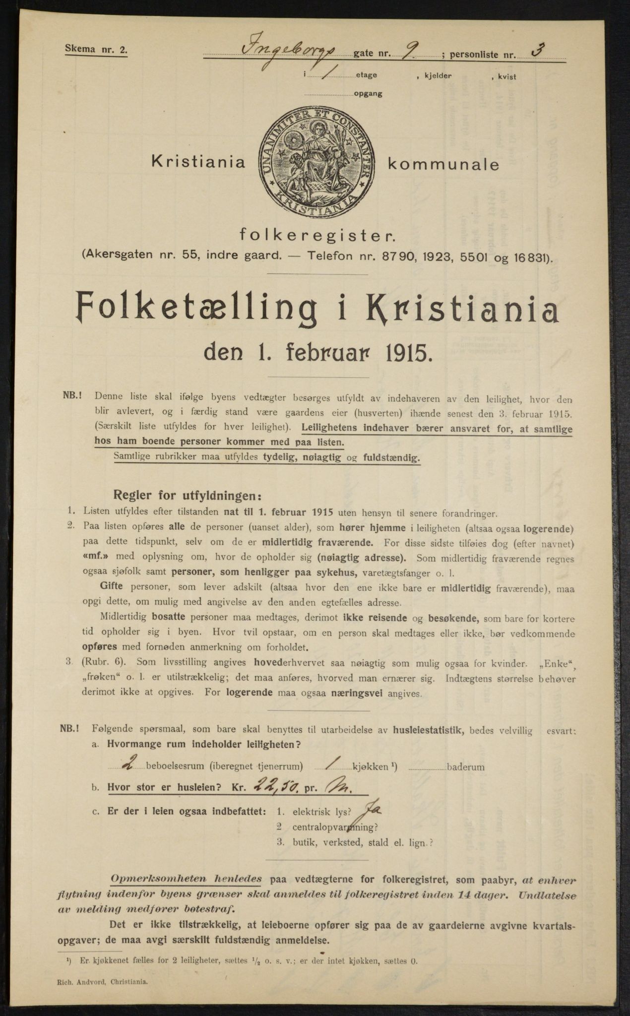 OBA, Municipal Census 1915 for Kristiania, 1915, p. 43290