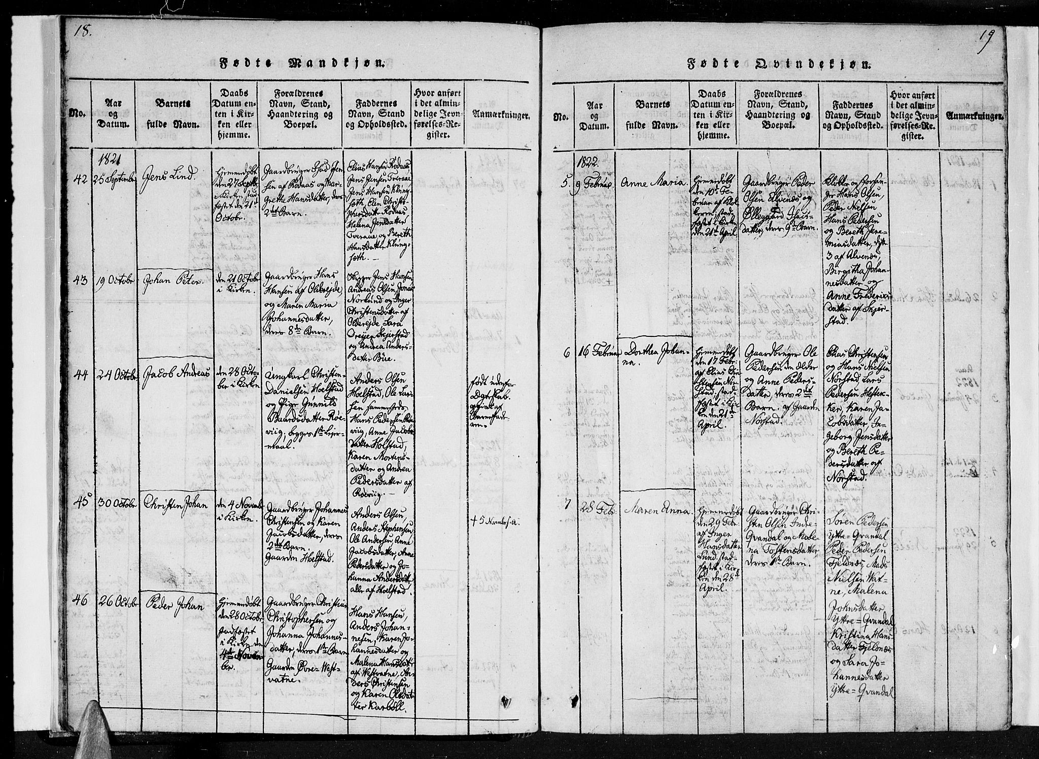 Ministerialprotokoller, klokkerbøker og fødselsregistre - Nordland, SAT/A-1459/852/L0736: Parish register (official) no. 852A06, 1820-1833, p. 18-19