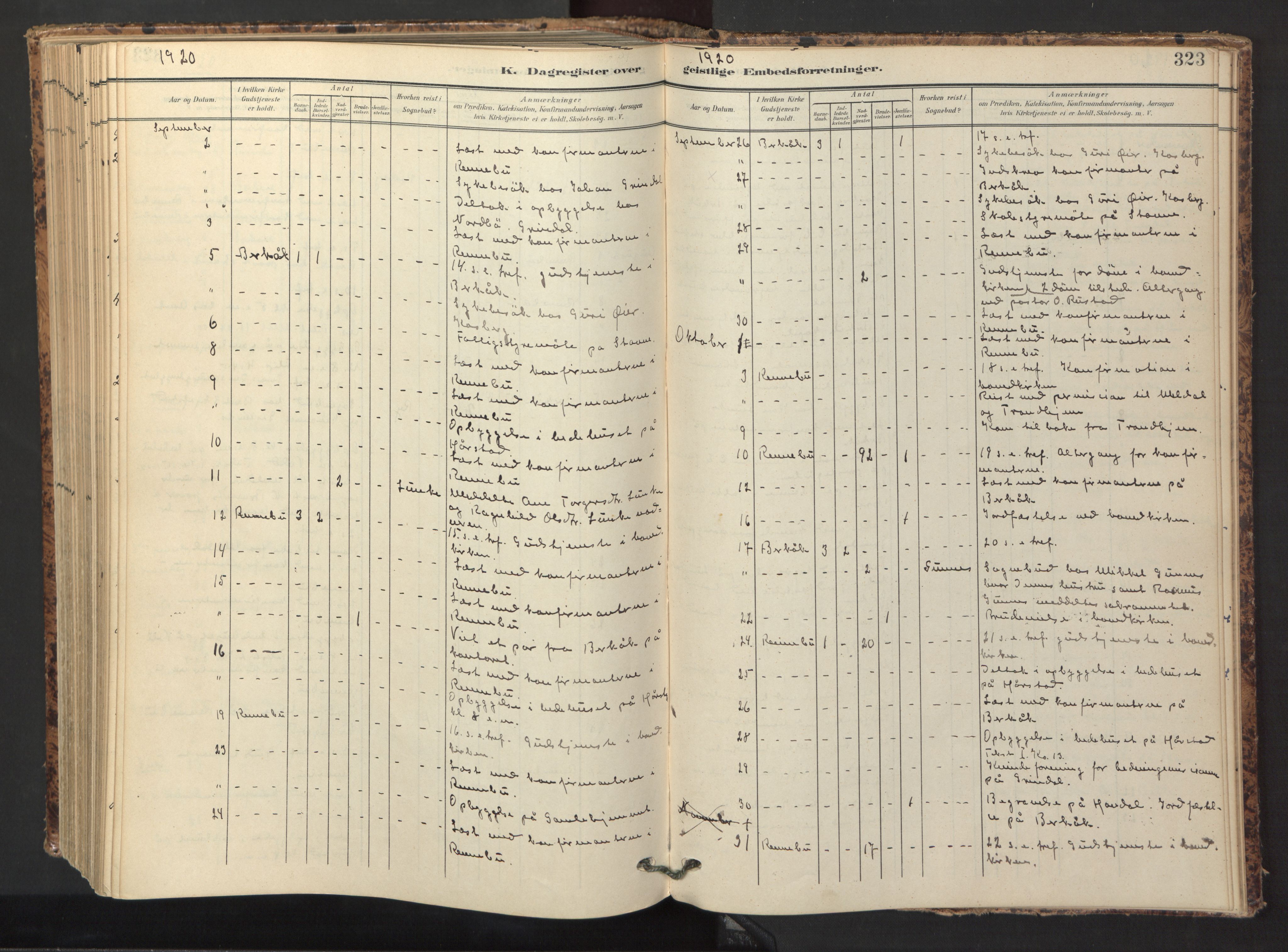Ministerialprotokoller, klokkerbøker og fødselsregistre - Sør-Trøndelag, SAT/A-1456/674/L0873: Parish register (official) no. 674A05, 1908-1923, p. 323