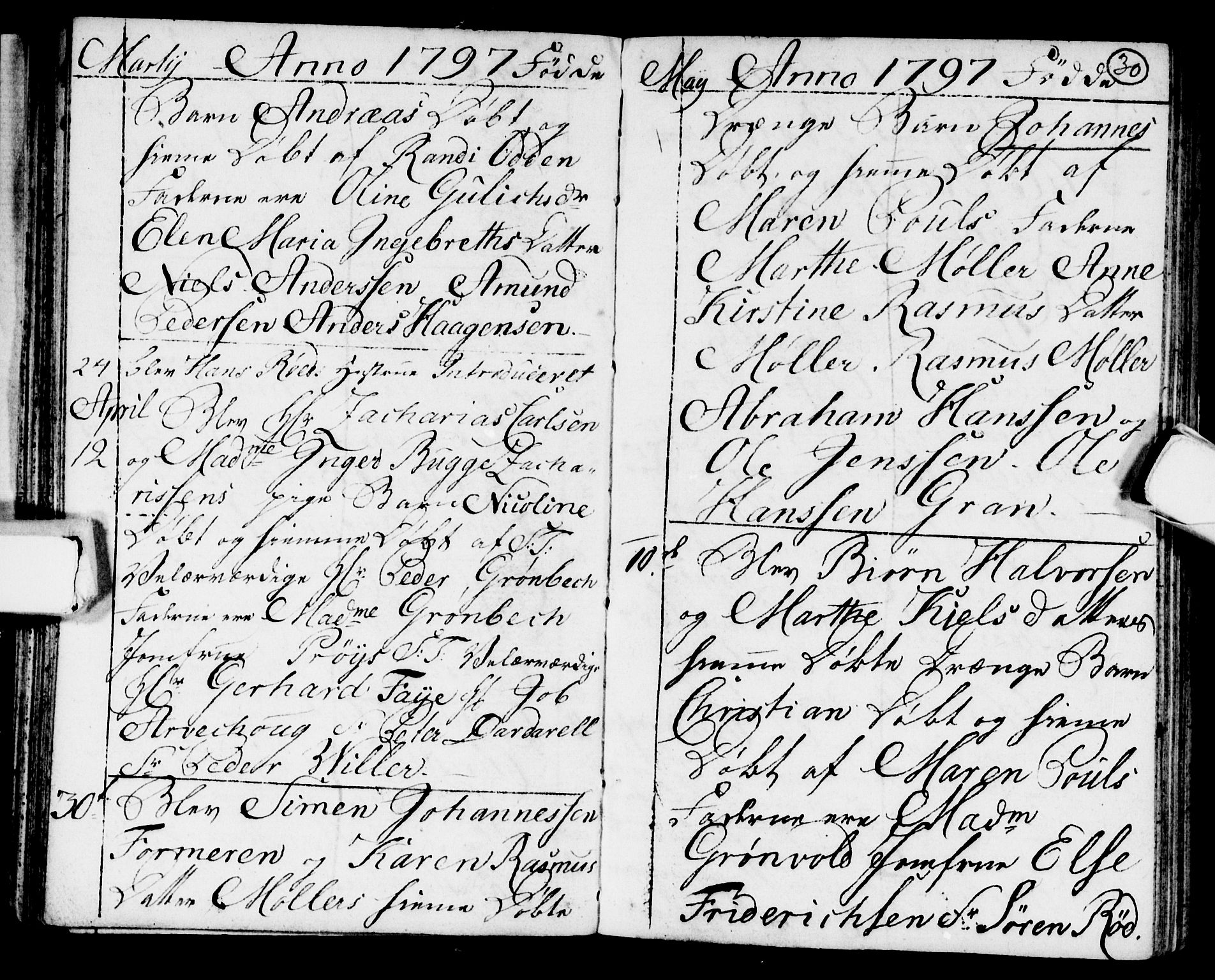 Strømsø kirkebøker, AV/SAKO-A-246/F/Fb/L0003: Parish register (official) no. II 3, 1793-1799, p. 30