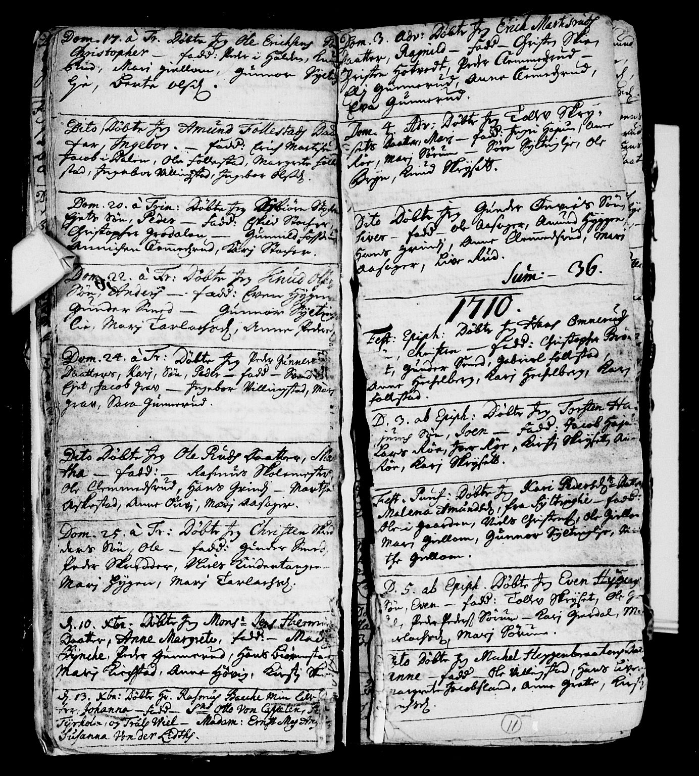 Røyken kirkebøker, AV/SAKO-A-241/F/Fa/L0001: Parish register (official) no. 1, 1701-1730, p. 11