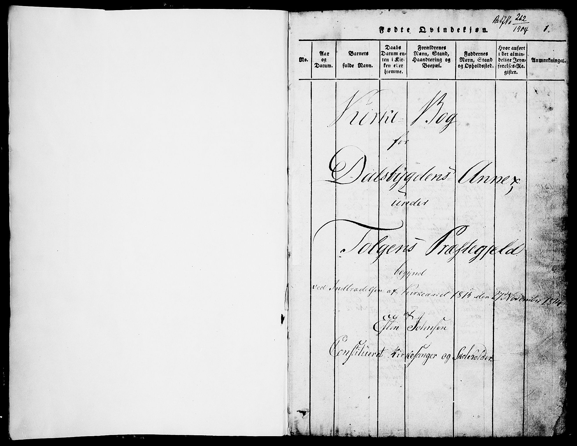 Tolga prestekontor, AV/SAH-PREST-062/L/L0002: Parish register (copy) no. 2, 1815-1844, p. 0-1