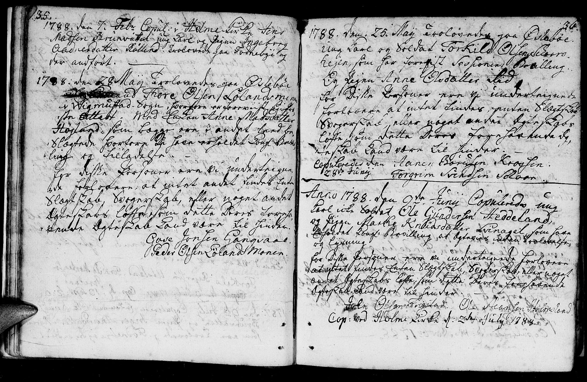Holum sokneprestkontor, SAK/1111-0022/F/Fa/Fac/L0001: Parish register (official) no. A 1, 1773-1820, p. 35-36