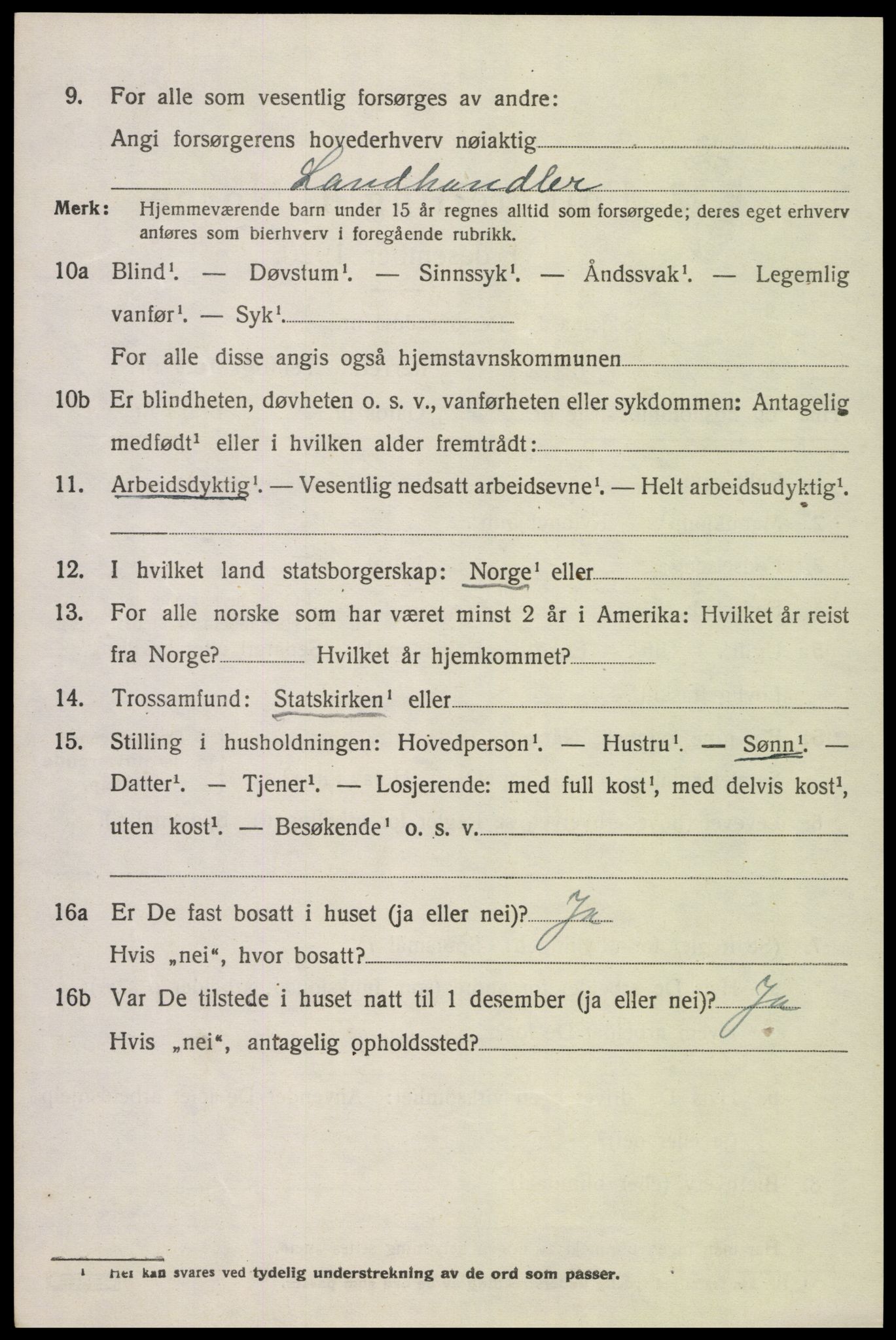 SAK, 1920 census for Sør-Audnedal, 1920, p. 5326