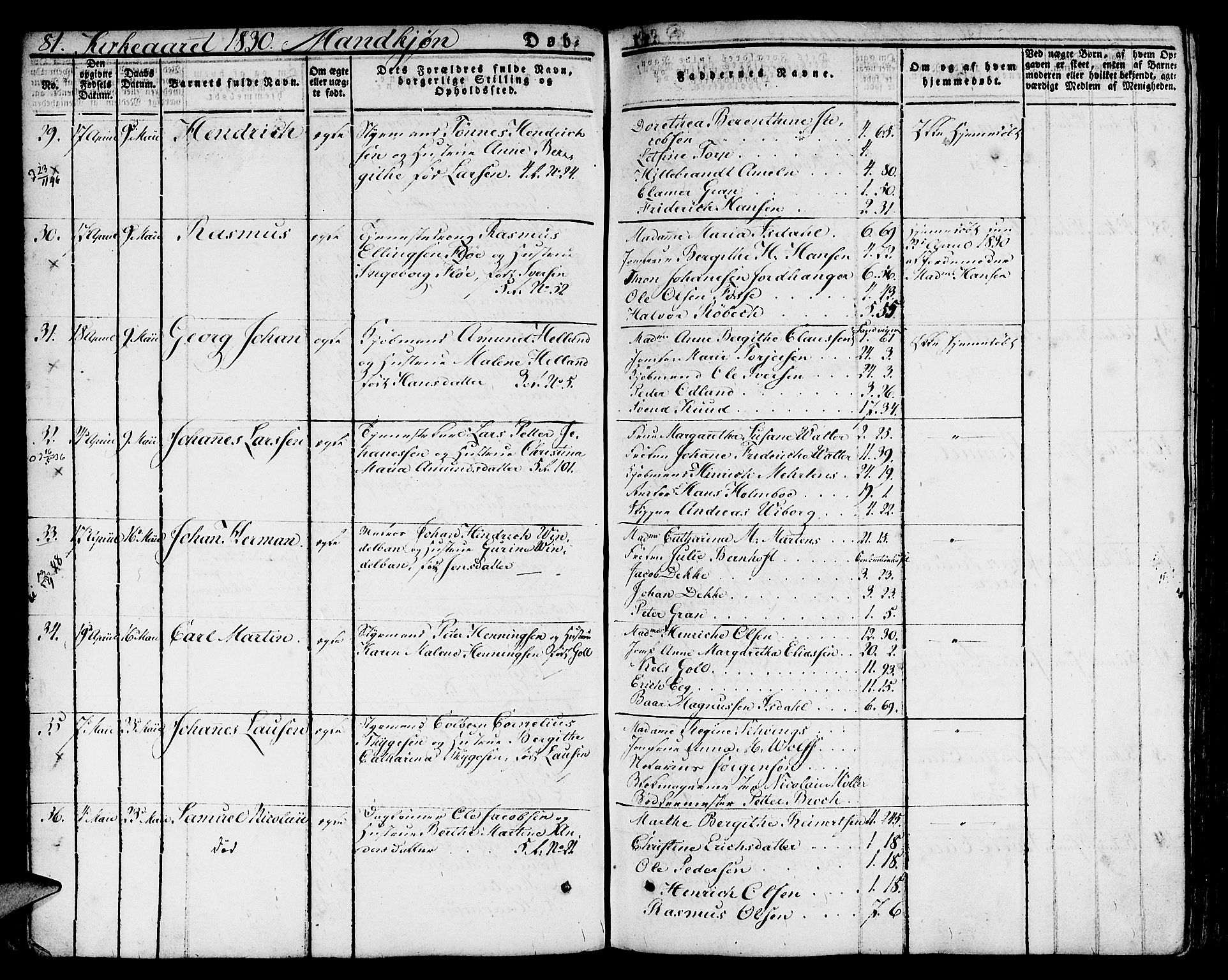 Nykirken Sokneprestembete, AV/SAB-A-77101/H/Hab: Parish register (copy) no. A 5I, 1821-1841, p. 81