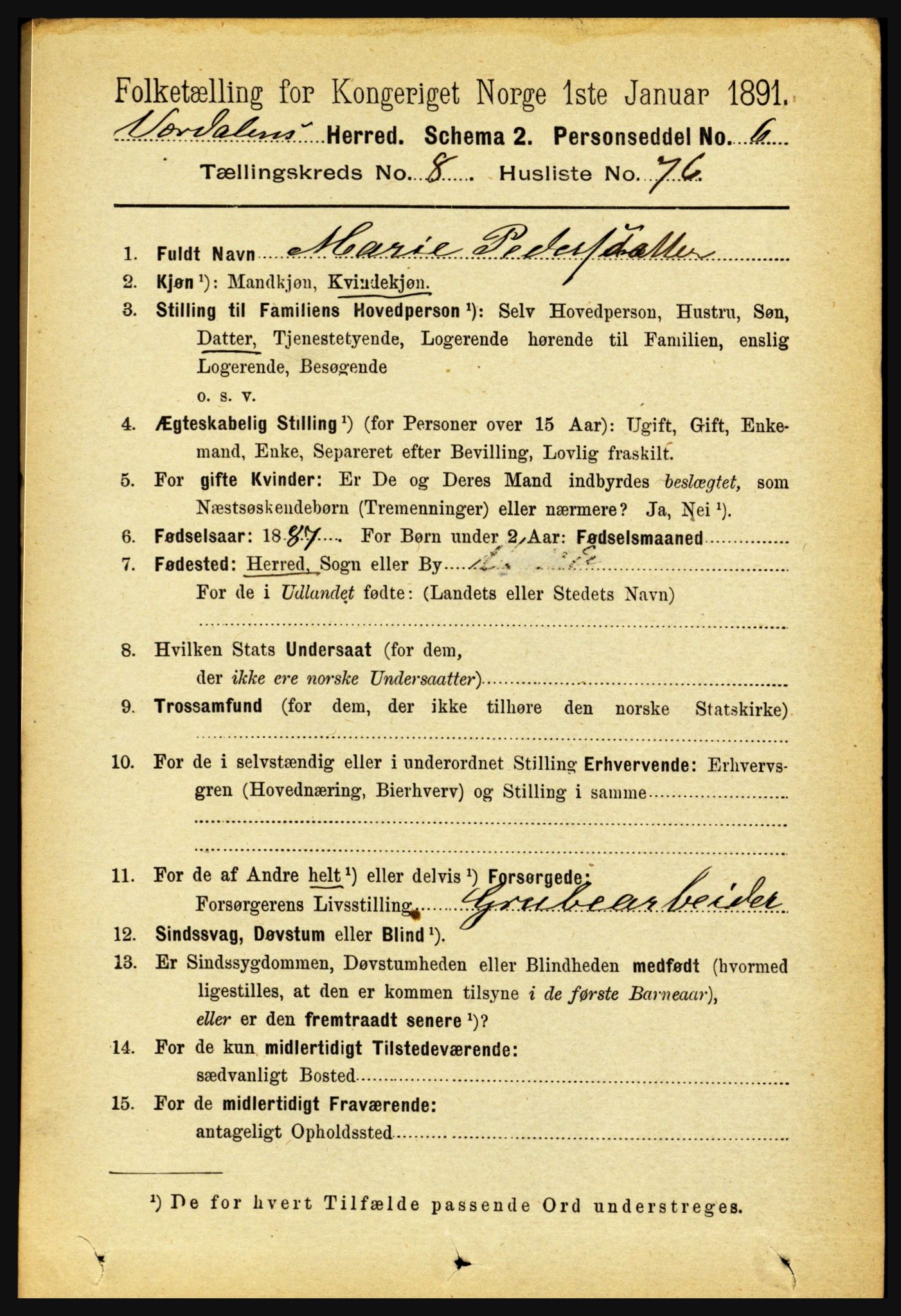 RA, 1891 census for 1721 Verdal, 1891, p. 4893