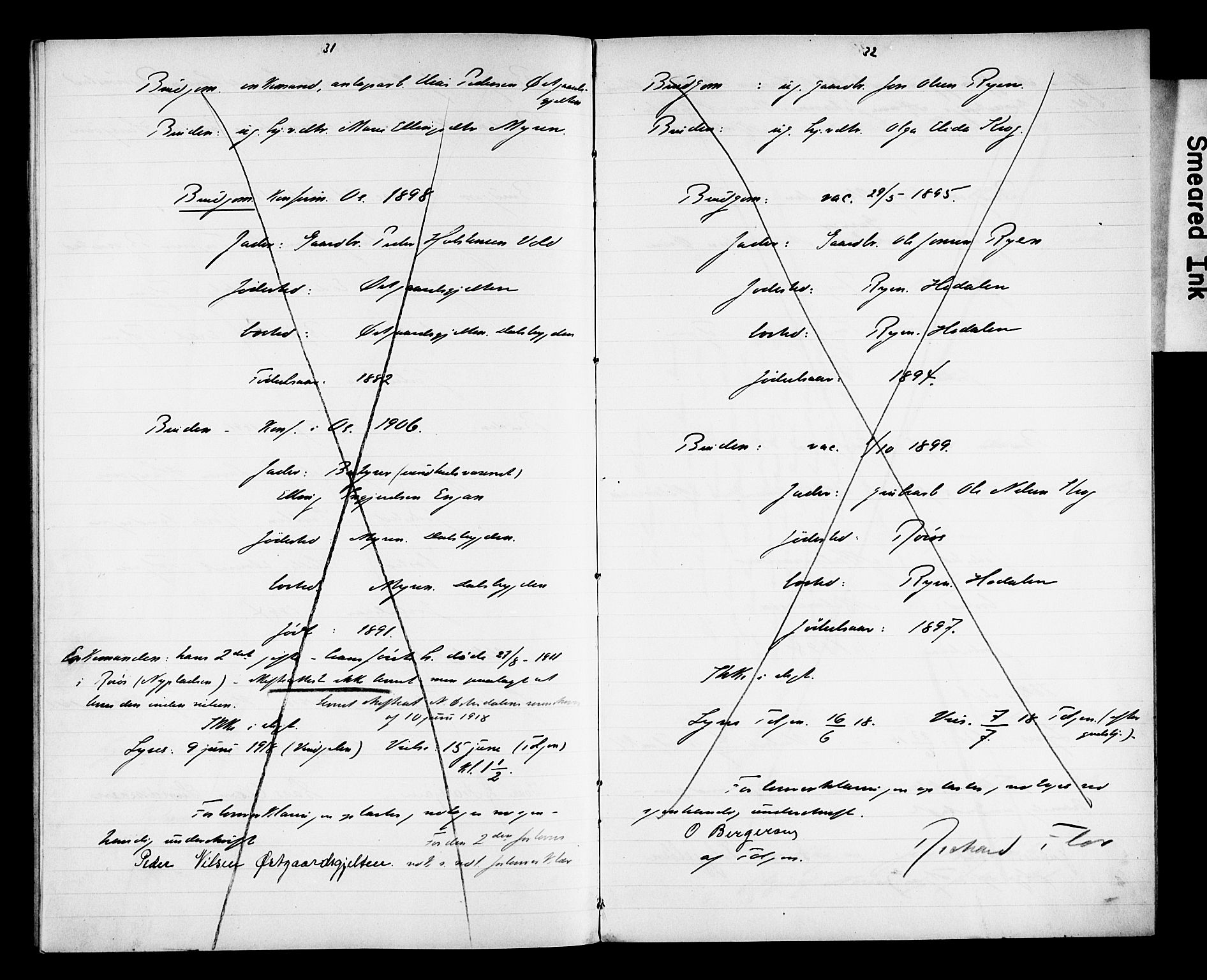 Tolga prestekontor, AV/SAH-PREST-062/N/L0004: Banns register no. 31, 1916-1920, p. 31-32