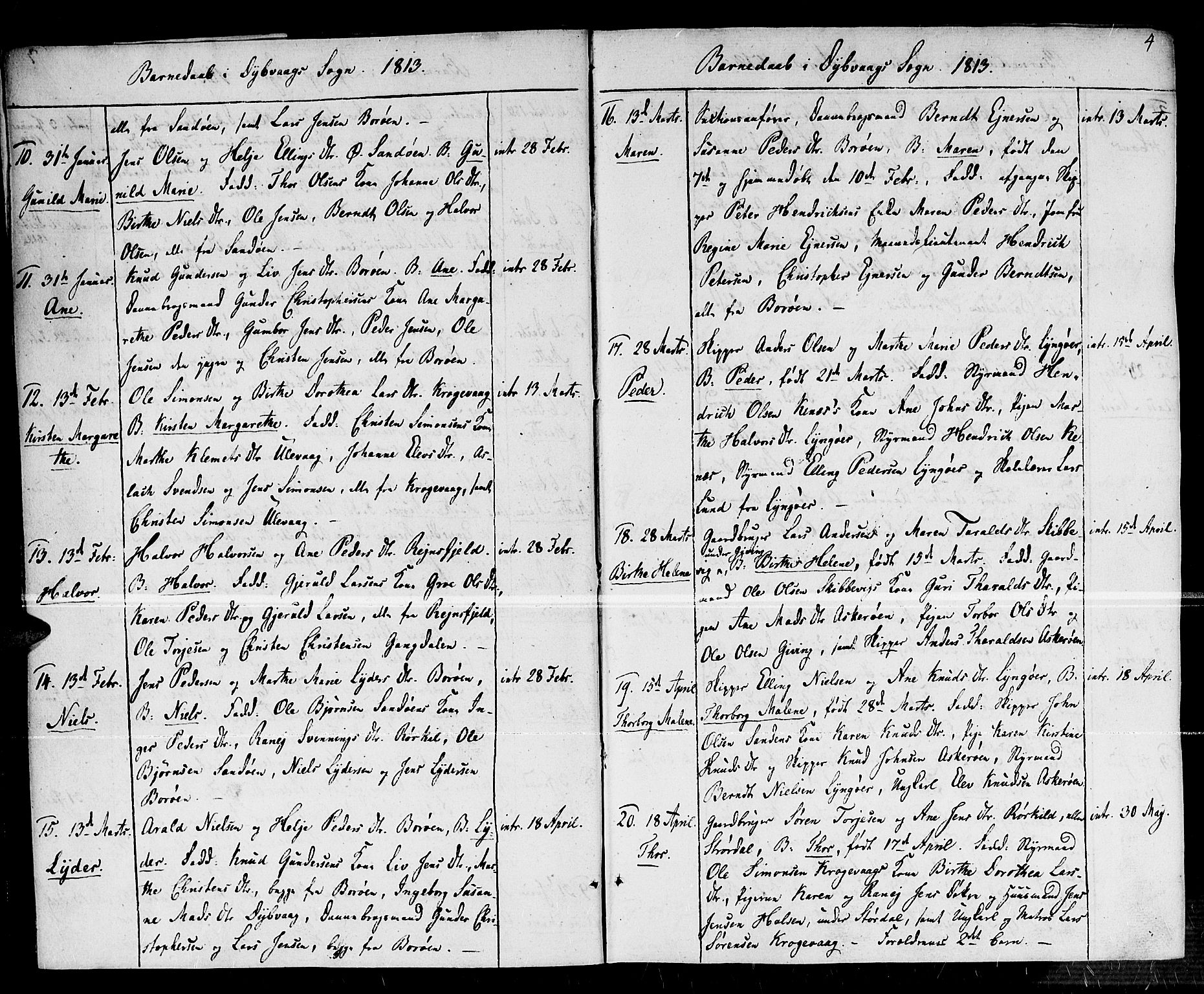 Dypvåg sokneprestkontor, SAK/1111-0007/F/Fa/Faa/L0002: Parish register (official) no. A 2/ 1, 1813-1824, p. 4
