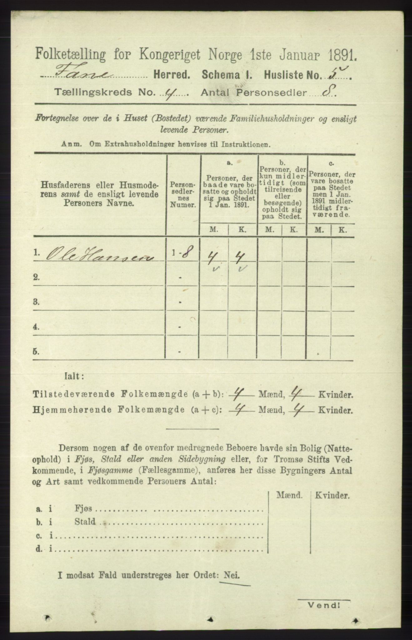 RA, 1891 census for 1249 Fana, 1891, p. 1532