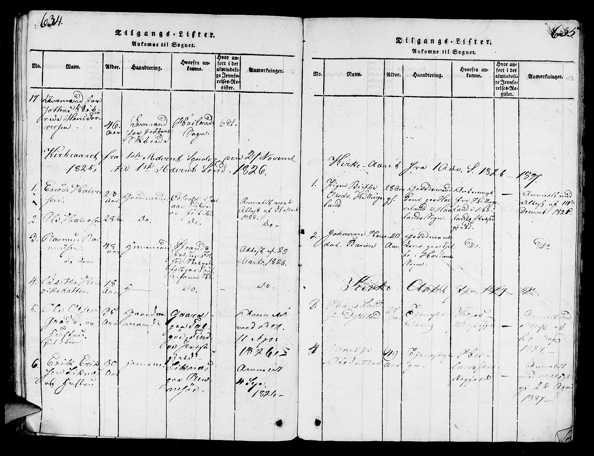 Håland sokneprestkontor, SAST/A-101802/001/30BA/L0004: Parish register (official) no. A 4, 1815-1829, p. 634-635