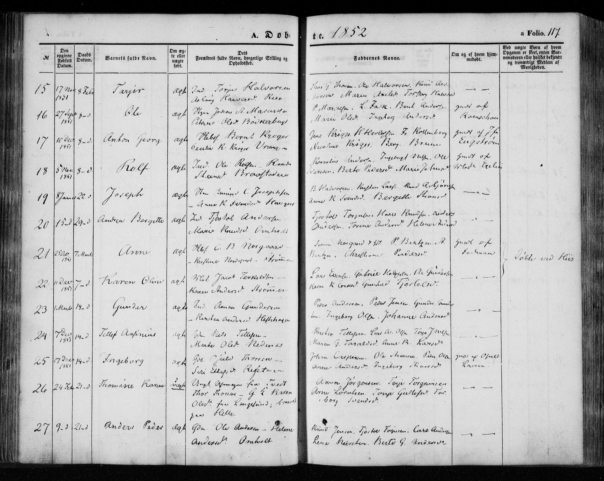 Øyestad sokneprestkontor, AV/SAK-1111-0049/F/Fa/L0014: Parish register (official) no. A 14, 1843-1856, p. 117