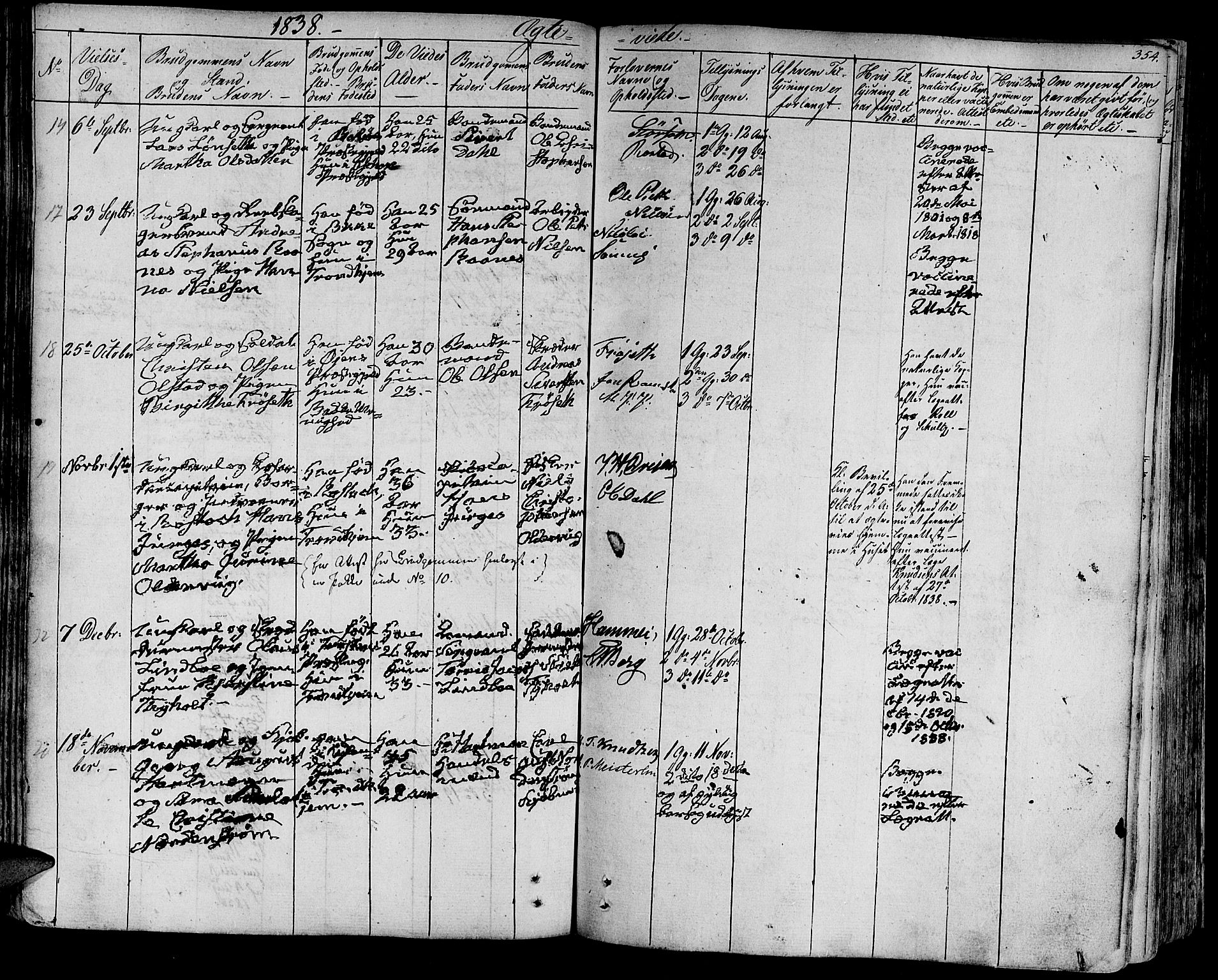 Ministerialprotokoller, klokkerbøker og fødselsregistre - Sør-Trøndelag, SAT/A-1456/602/L0109: Parish register (official) no. 602A07, 1821-1840, p. 354