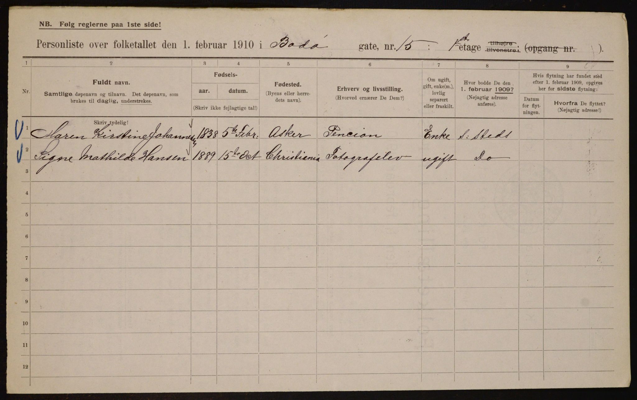 OBA, Municipal Census 1910 for Kristiania, 1910, p. 6562