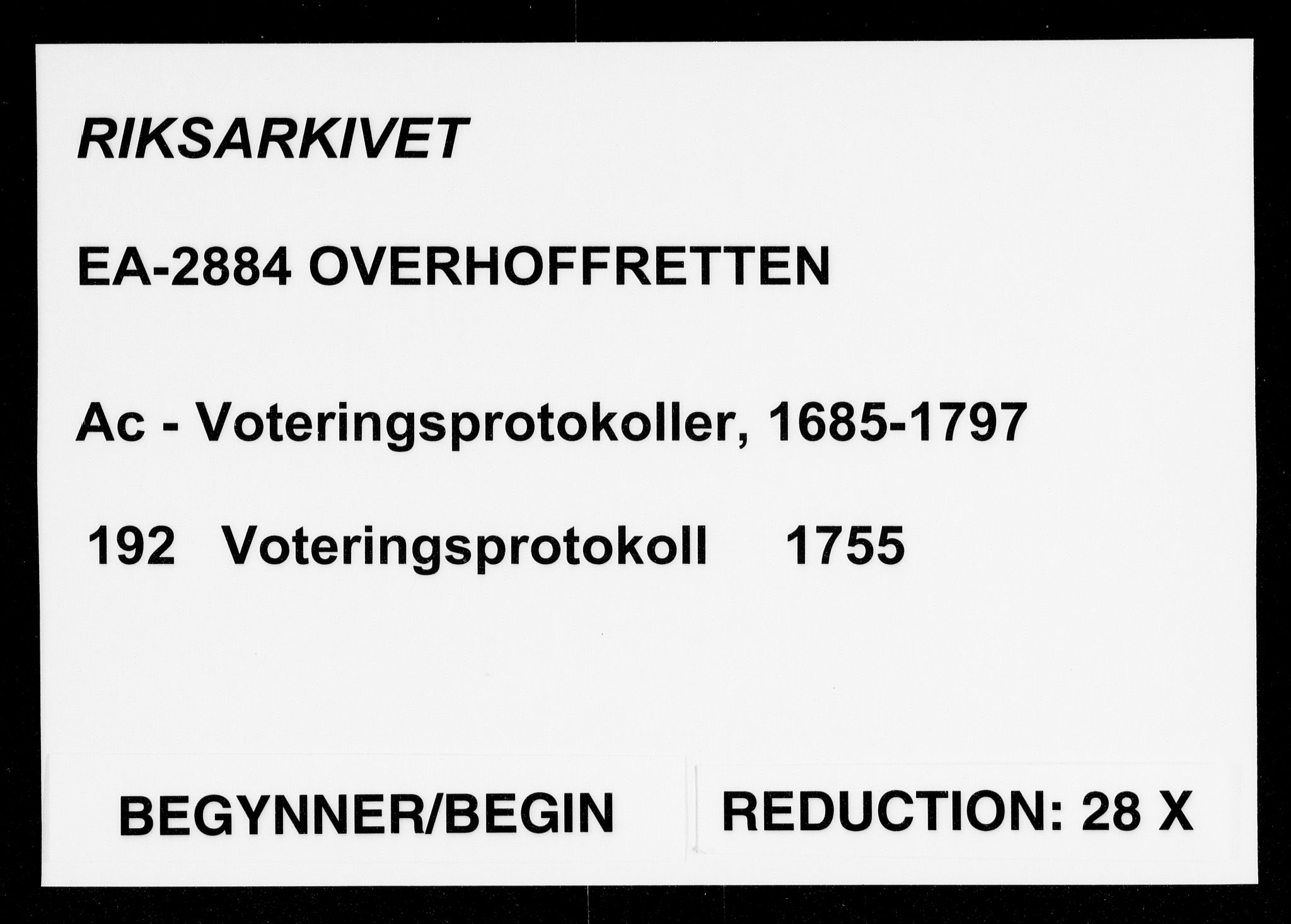Overhoffretten 1667-1797, RA/EA-2884/Ac/L0192: Voteringsprotokoll, 1755