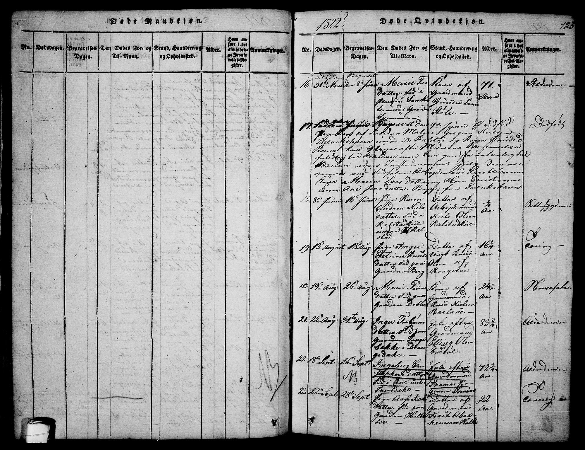 Sannidal kirkebøker, AV/SAKO-A-296/F/Fa/L0004: Parish register (official) no. 4, 1814-1829, p. 125