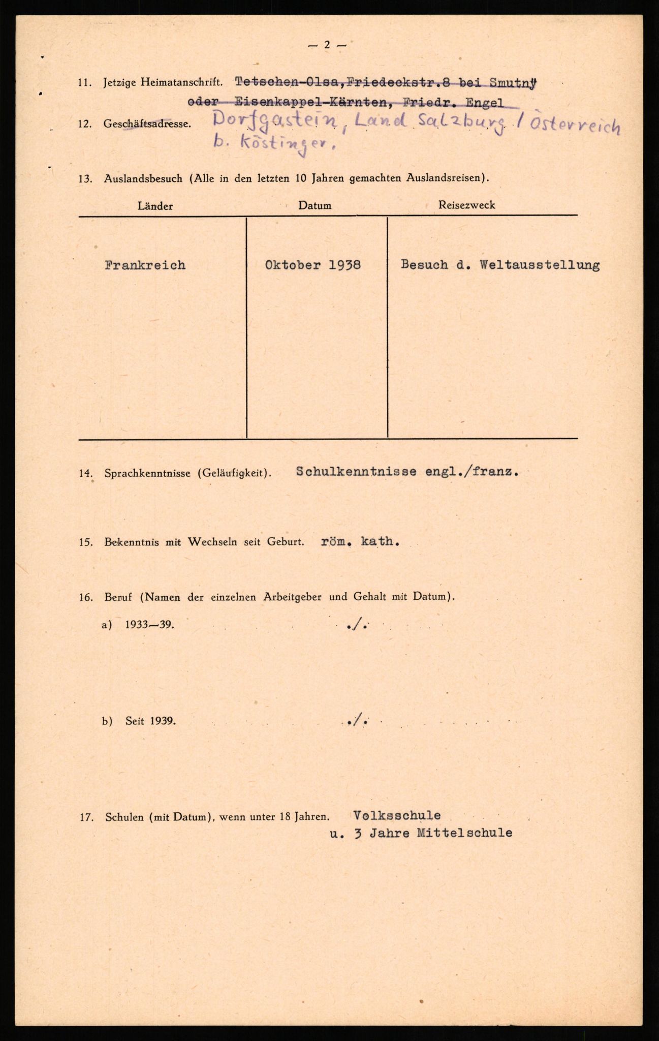 Forsvaret, Forsvarets overkommando II, RA/RAFA-3915/D/Db/L0027: CI Questionaires. Tyske okkupasjonsstyrker i Norge. Tyskere., 1945-1946, p. 134