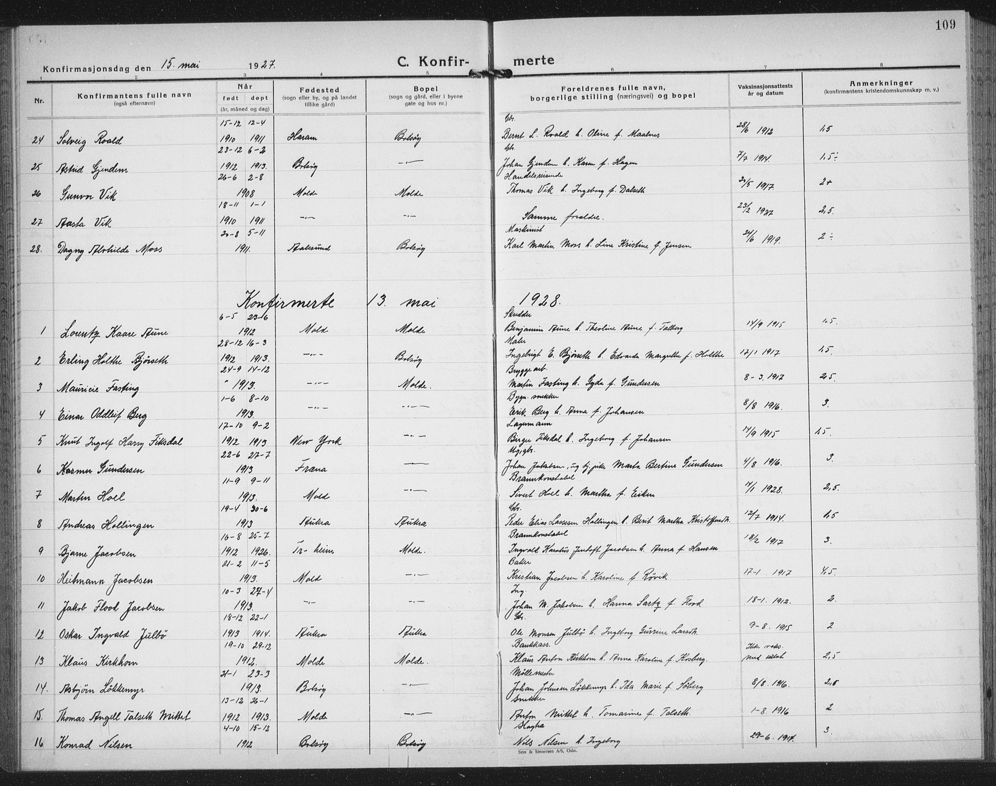 Ministerialprotokoller, klokkerbøker og fødselsregistre - Møre og Romsdal, AV/SAT-A-1454/558/L0704: Parish register (copy) no. 558C05, 1921-1942, p. 109