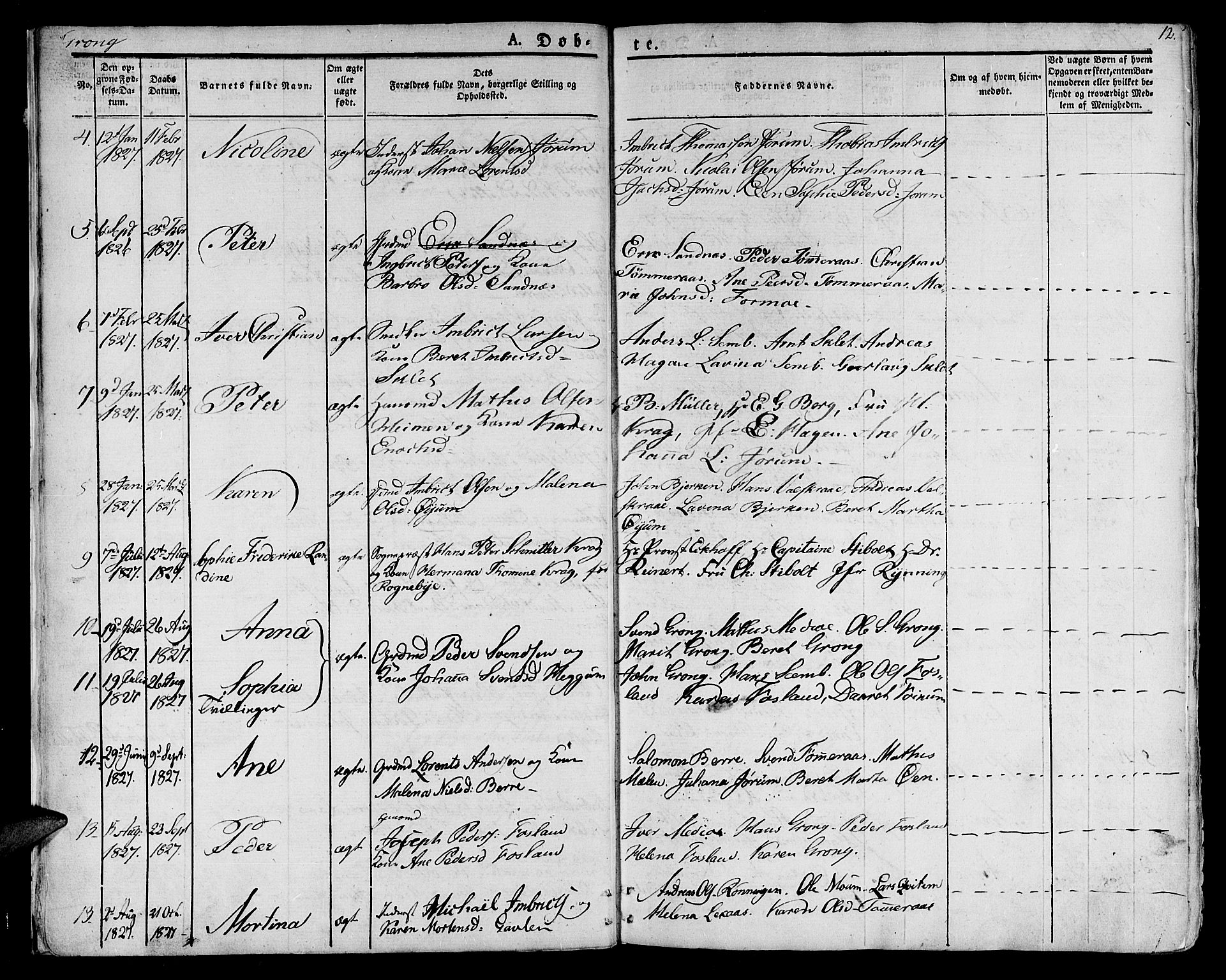Ministerialprotokoller, klokkerbøker og fødselsregistre - Nord-Trøndelag, SAT/A-1458/758/L0510: Parish register (official) no. 758A01 /1, 1821-1841, p. 12