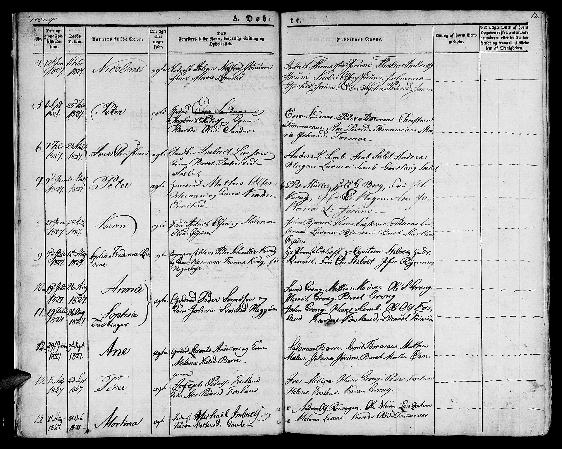 Ministerialprotokoller, klokkerbøker og fødselsregistre - Nord-Trøndelag, AV/SAT-A-1458/758/L0510: Parish register (official) no. 758A01 /1, 1821-1841, p. 12