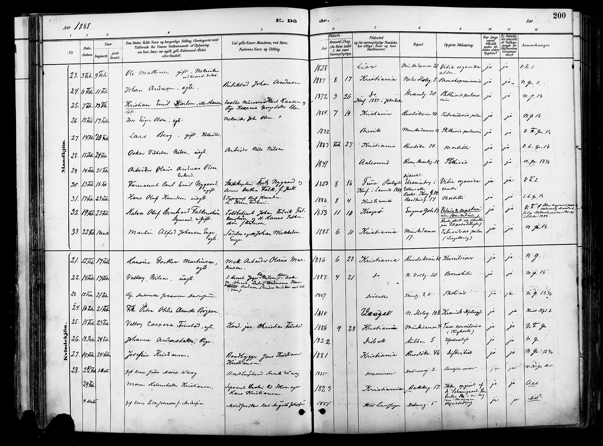 Johannes prestekontor Kirkebøker, SAO/A-10852/F/Fa/L0004: Parish register (official) no. 4, 1883-1907, p. 200