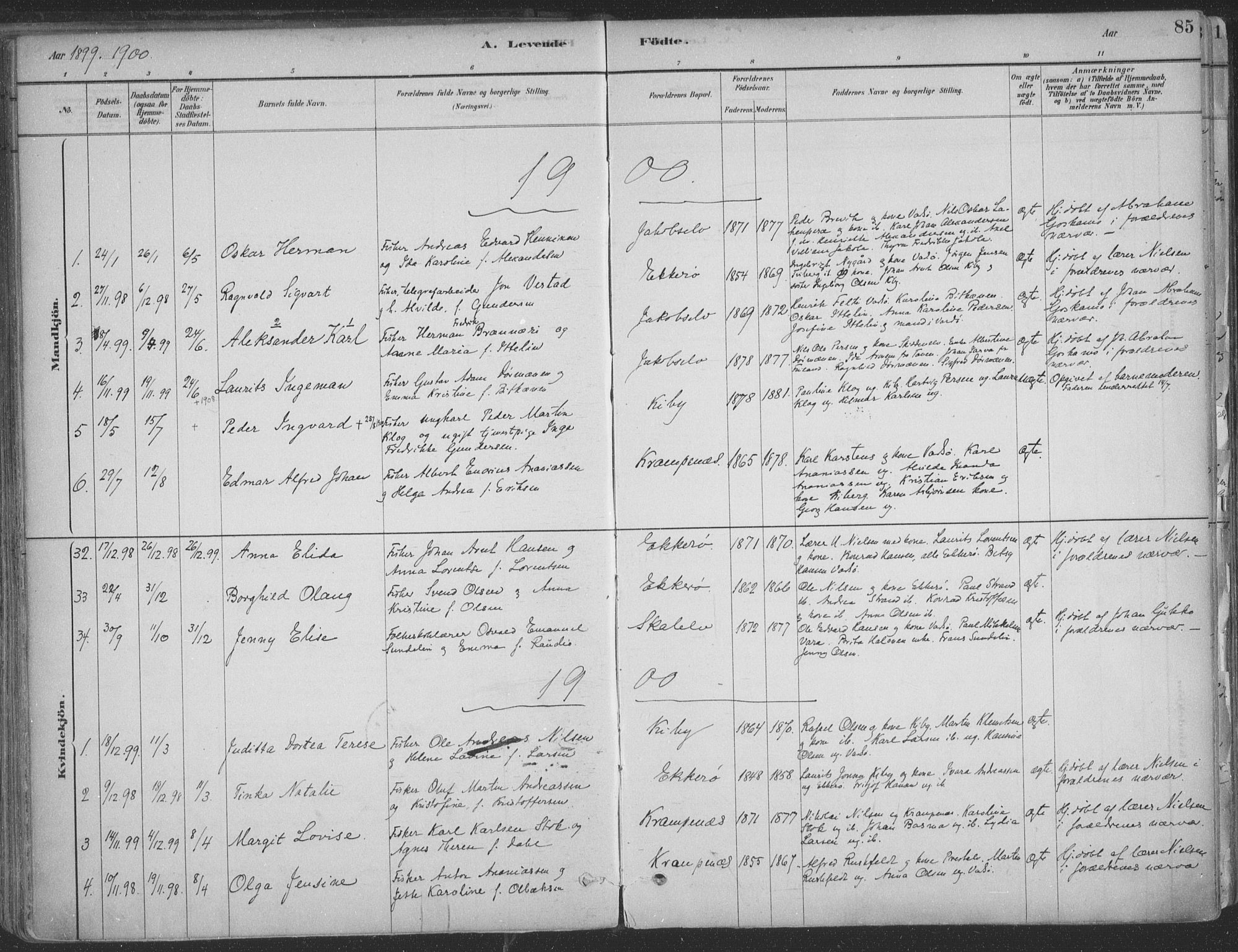 Vadsø sokneprestkontor, SATØ/S-1325/H/Ha/L0009kirke: Parish register (official) no. 9, 1881-1917, p. 85