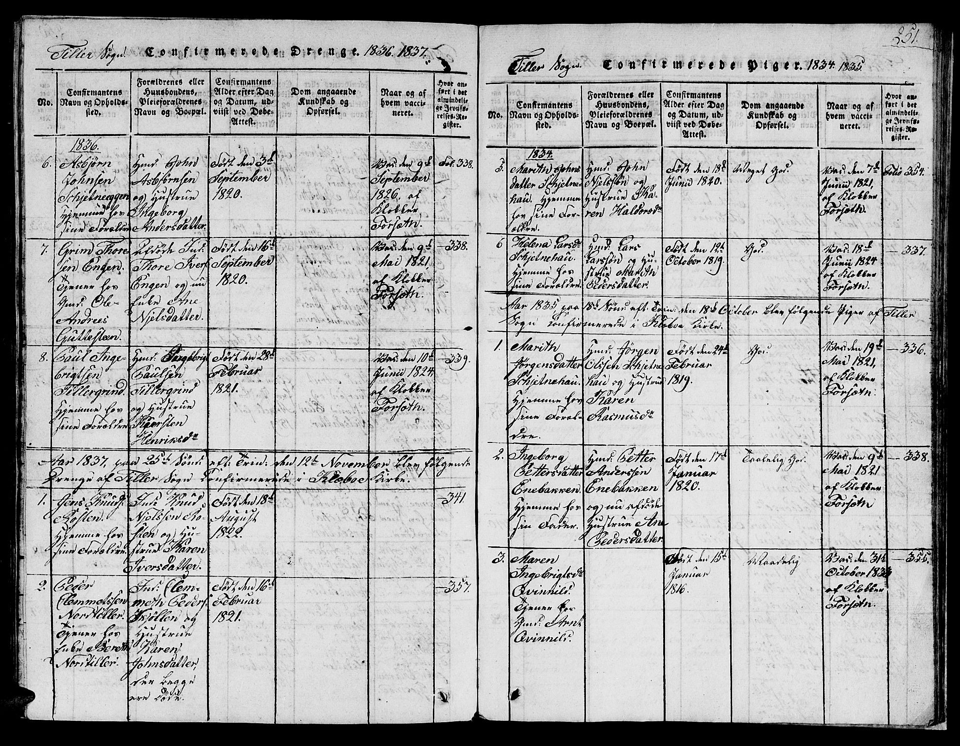 Ministerialprotokoller, klokkerbøker og fødselsregistre - Sør-Trøndelag, SAT/A-1456/621/L0458: Parish register (copy) no. 621C01, 1816-1865, p. 251
