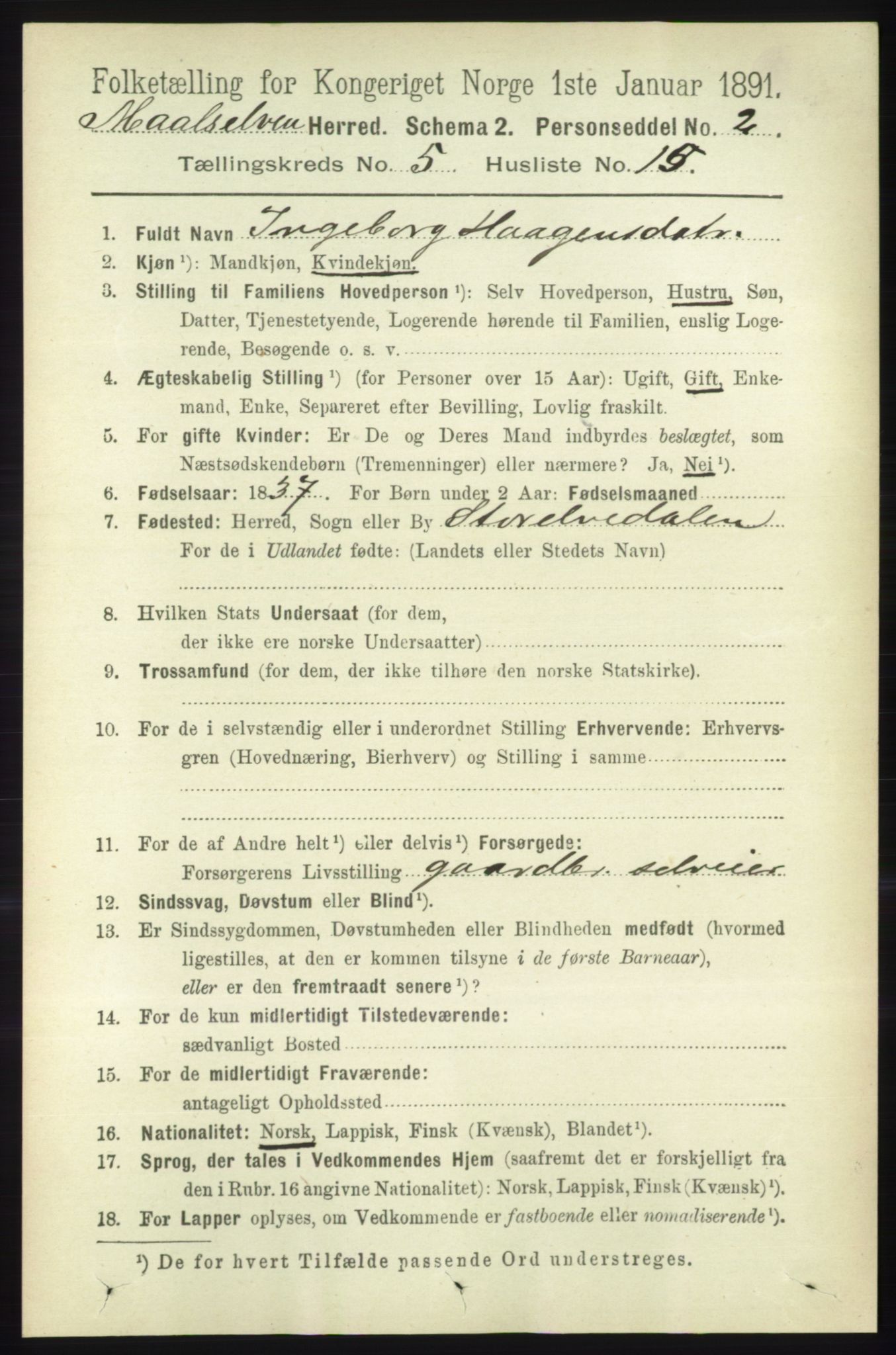 RA, 1891 census for 1924 Målselv, 1891, p. 1726