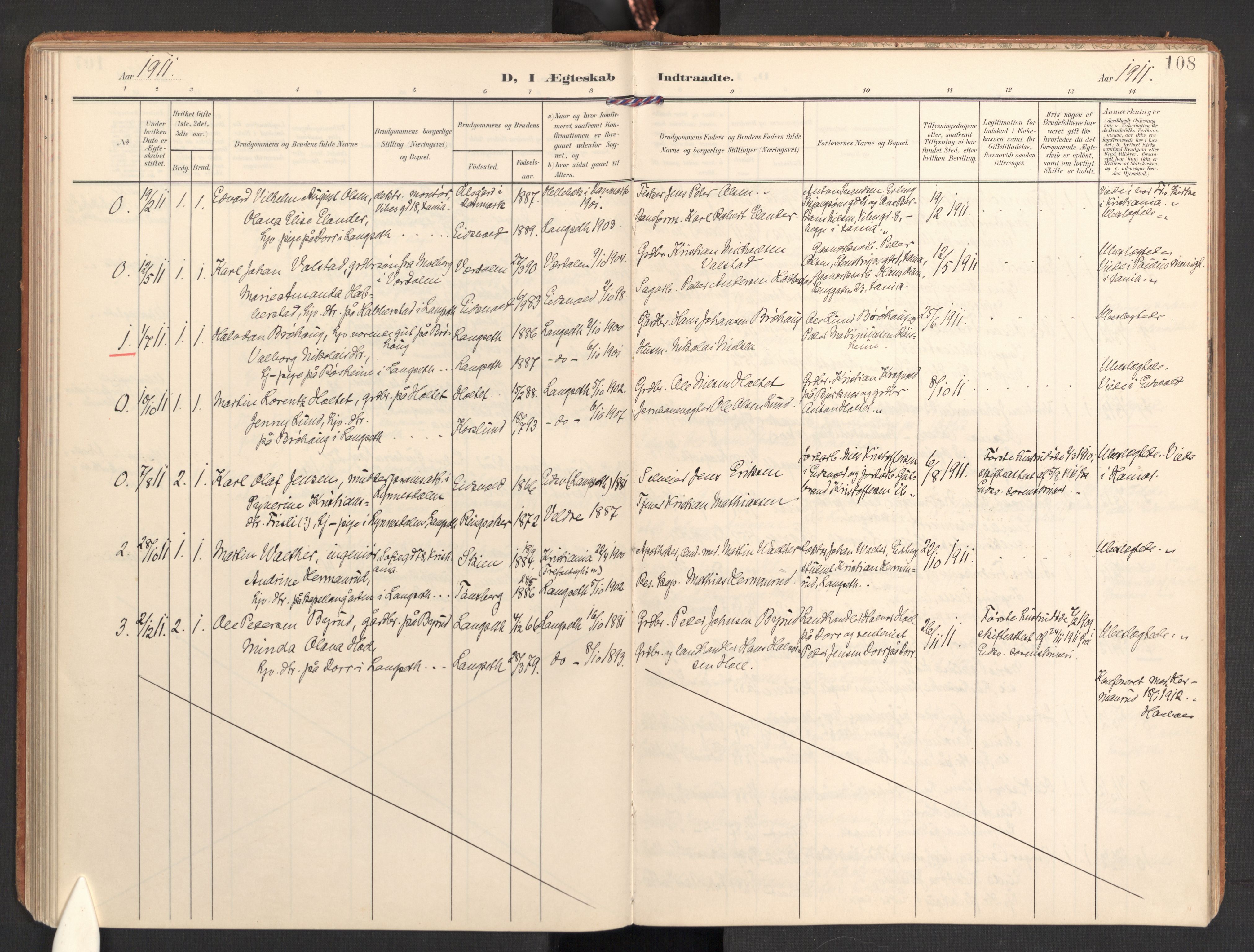 Eidsvoll prestekontor Kirkebøker, AV/SAO-A-10888/G/Gb/L0003: Parish register (copy) no. II 3, 1908-1919, p. 108