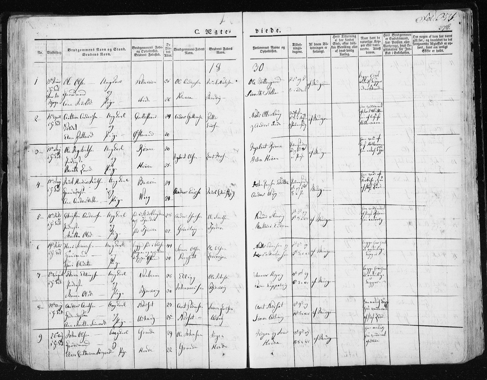 Ministerialprotokoller, klokkerbøker og fødselsregistre - Sør-Trøndelag, SAT/A-1456/659/L0735: Parish register (official) no. 659A05, 1826-1841, p. 375
