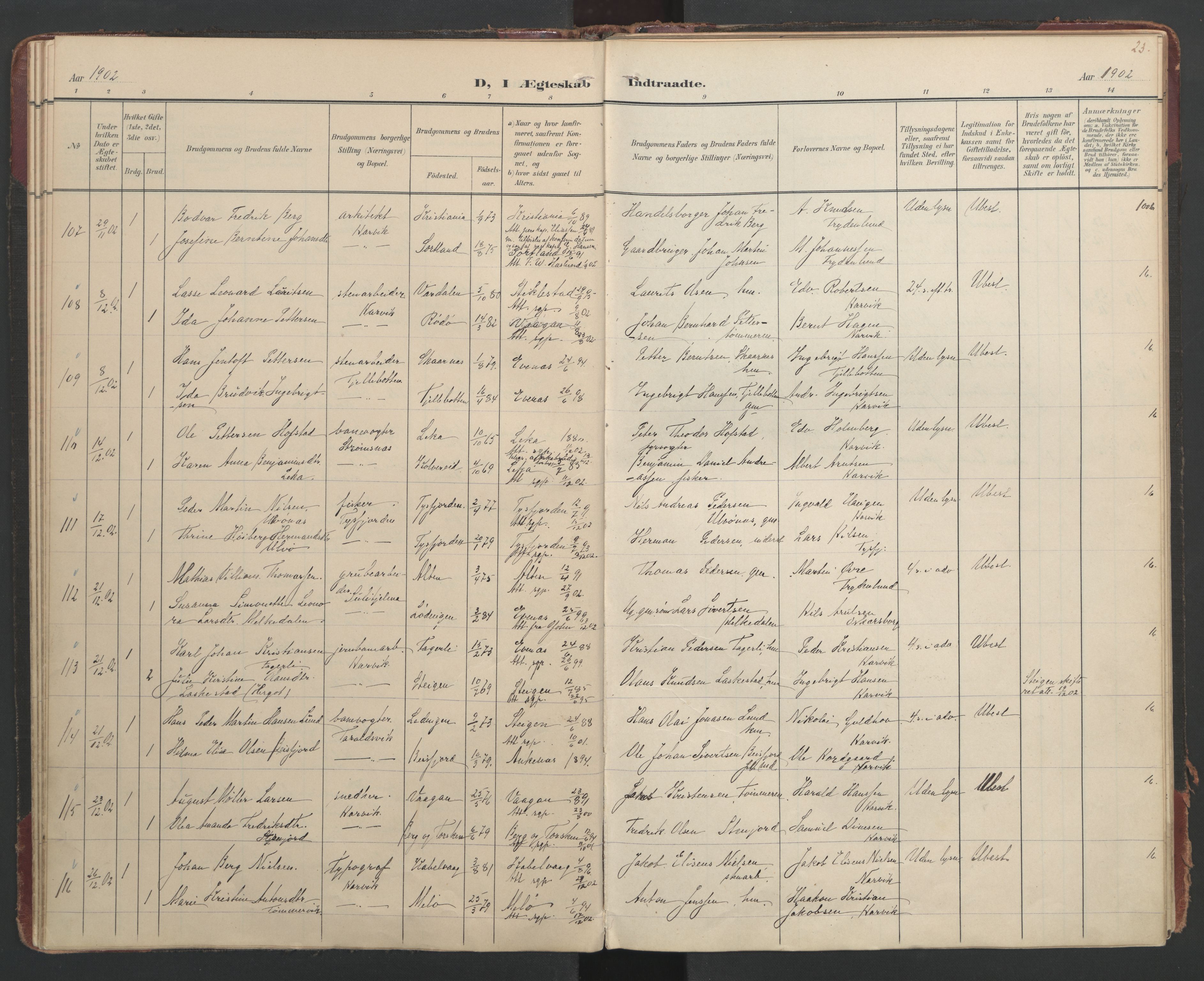 Ministerialprotokoller, klokkerbøker og fødselsregistre - Nordland, AV/SAT-A-1459/866/L0942: Parish register (official) no. 866A05, 1901-1928, p. 23