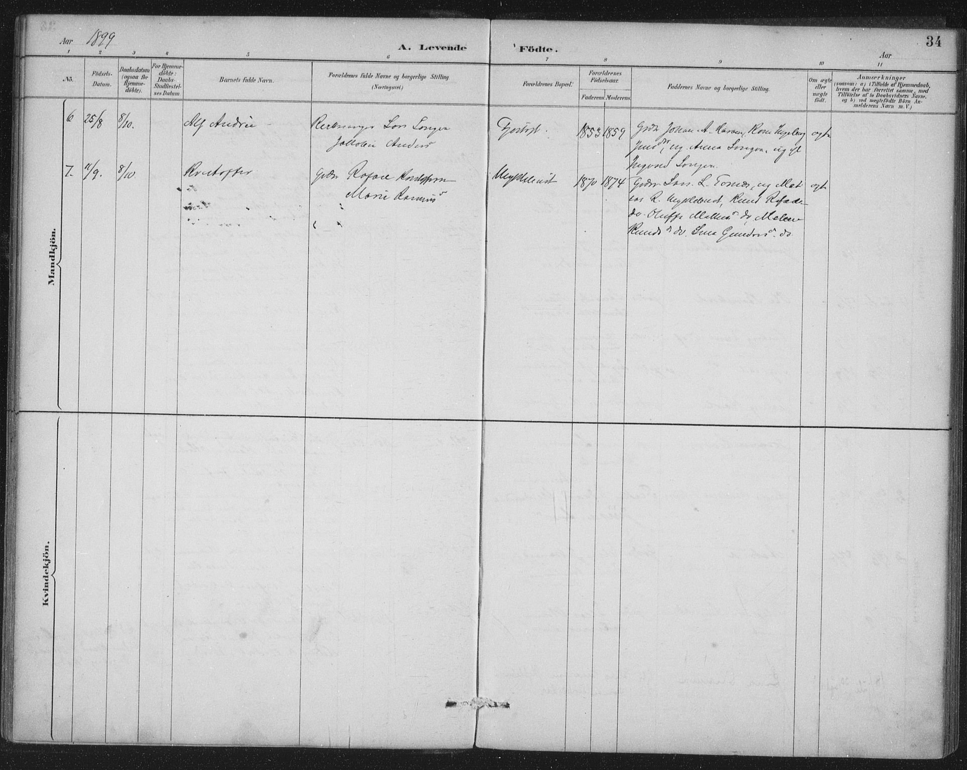 Ministerialprotokoller, klokkerbøker og fødselsregistre - Møre og Romsdal, AV/SAT-A-1454/538/L0522: Parish register (official) no. 538A01, 1884-1913, p. 34