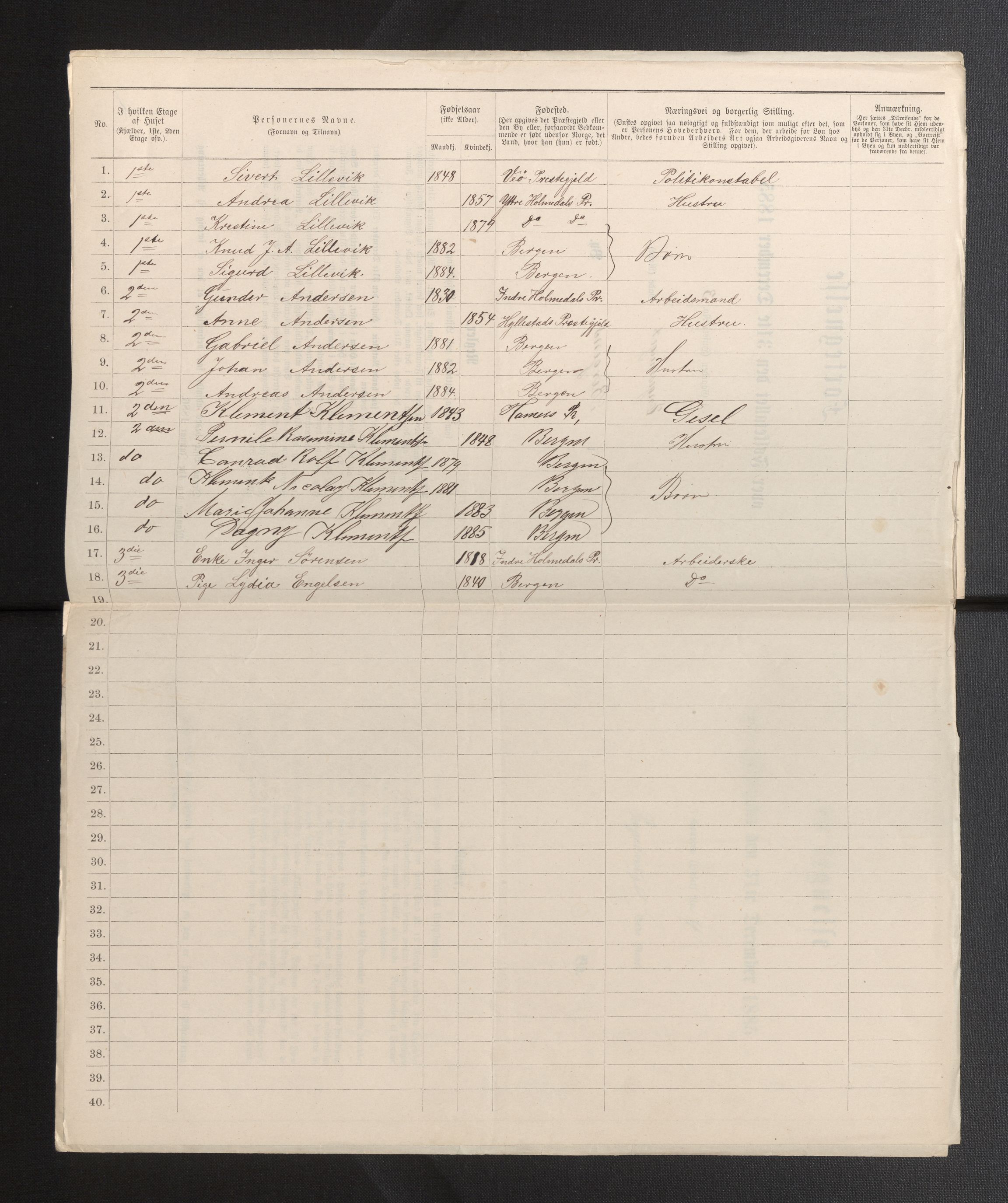SAB, 1885 census for 1301 Bergen, 1885, p. 1163