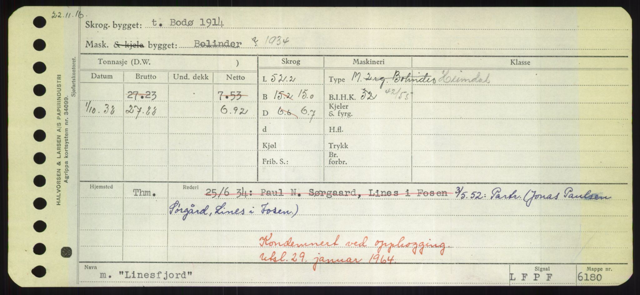 Sjøfartsdirektoratet med forløpere, Skipsmålingen, RA/S-1627/H/Hd/L0023: Fartøy, Lia-Løv, p. 165