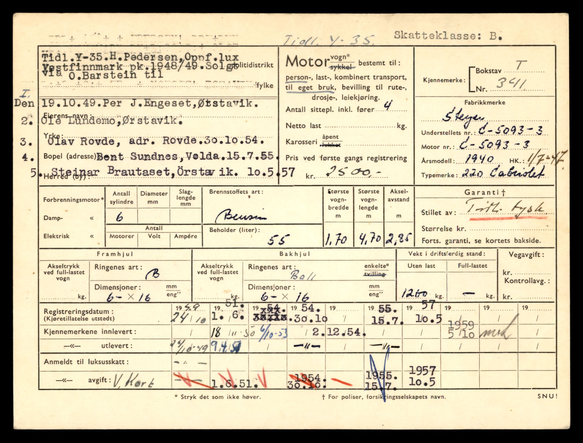 Møre og Romsdal vegkontor - Ålesund trafikkstasjon, AV/SAT-A-4099/F/Fe/L0004: Registreringskort for kjøretøy T 341 - T 442, 1927-1998, p. 3