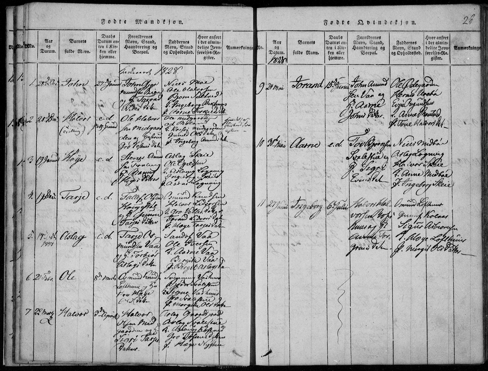 Rauland kirkebøker, AV/SAKO-A-292/F/Fa/L0001: Parish register (official) no. I 1, 1814-1859, p. 26