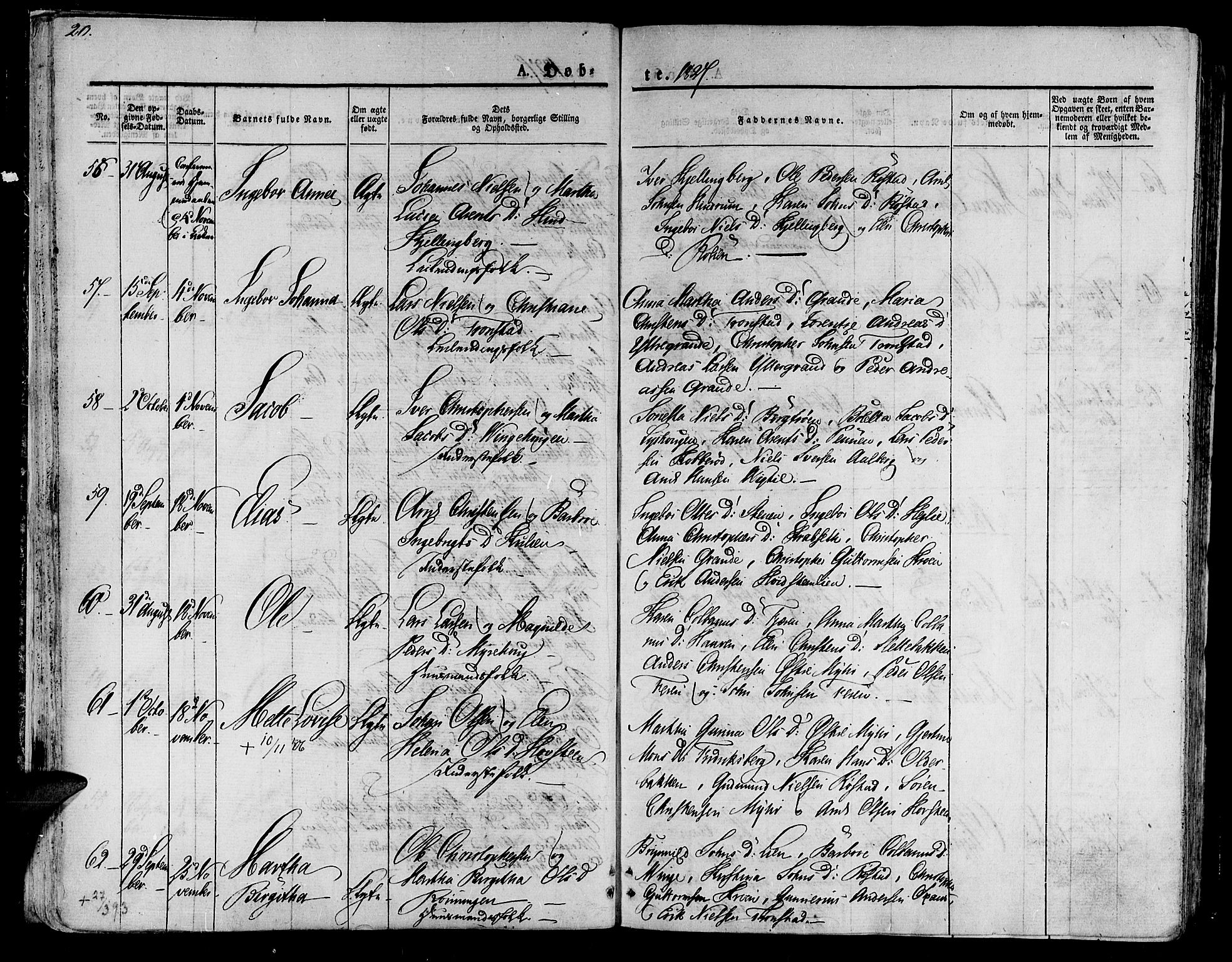 Ministerialprotokoller, klokkerbøker og fødselsregistre - Nord-Trøndelag, AV/SAT-A-1458/701/L0006: Parish register (official) no. 701A06, 1825-1841, p. 20