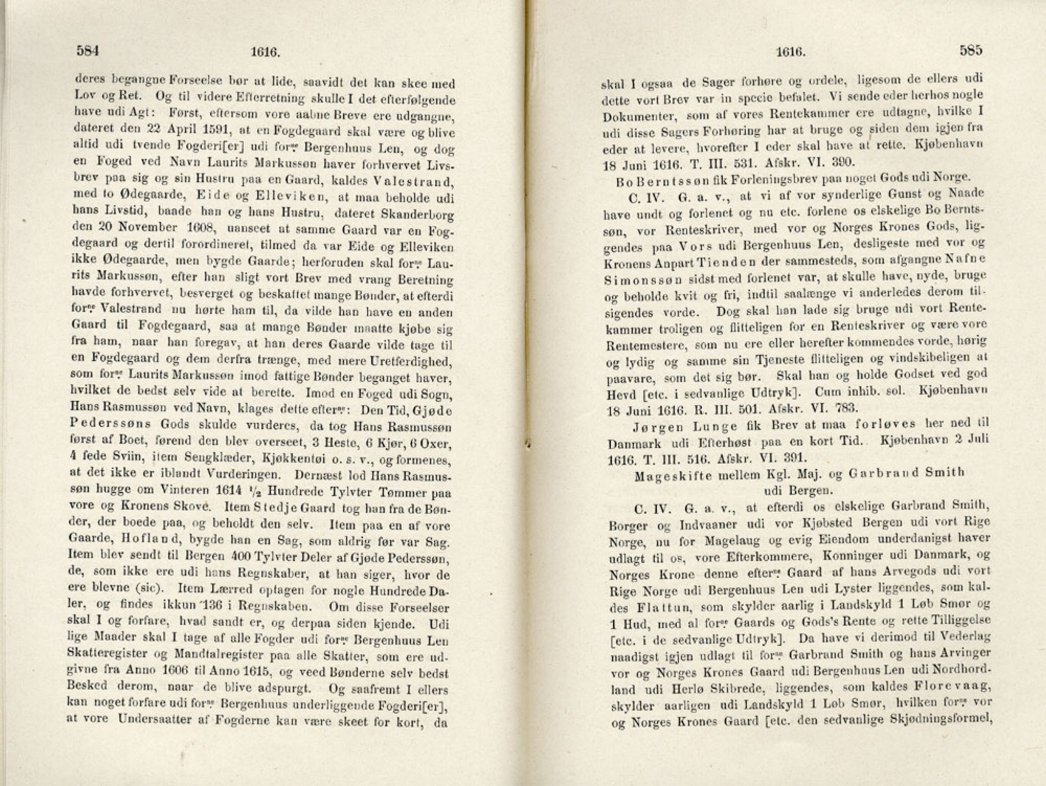 Publikasjoner utgitt av Det Norske Historiske Kildeskriftfond, PUBL/-/-/-: Norske Rigs-Registranter, bind 4, 1603-1618, p. 584-585