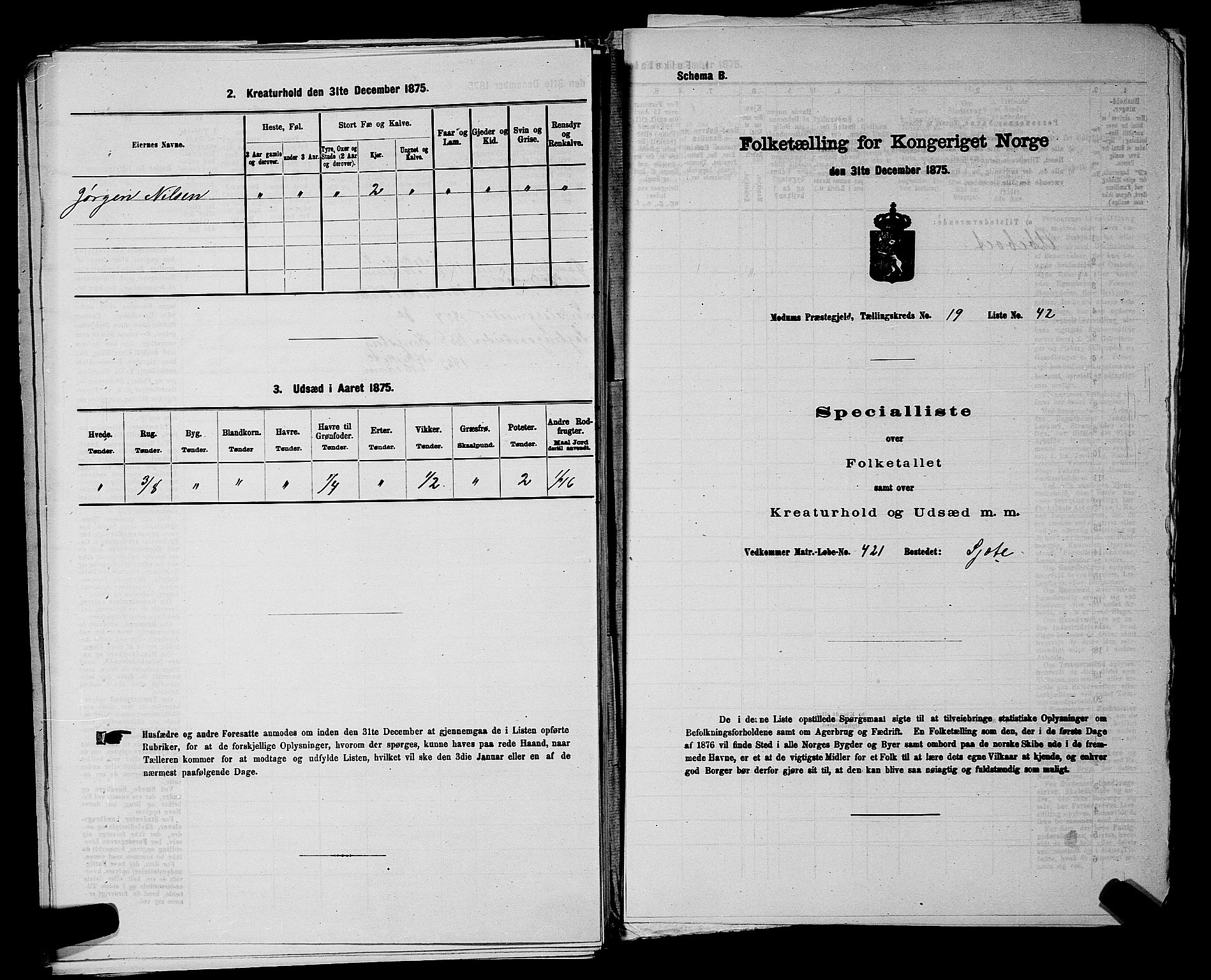 SAKO, 1875 census for 0623P Modum, 1875, p. 2445