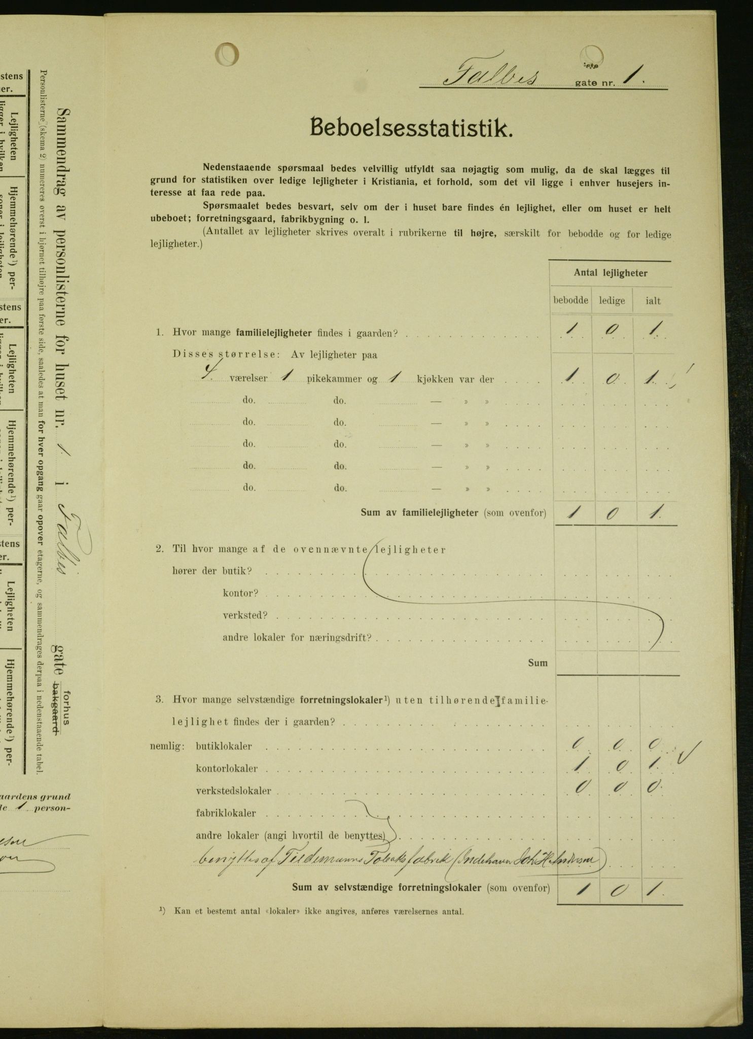 OBA, Municipal Census 1909 for Kristiania, 1909, p. 20909