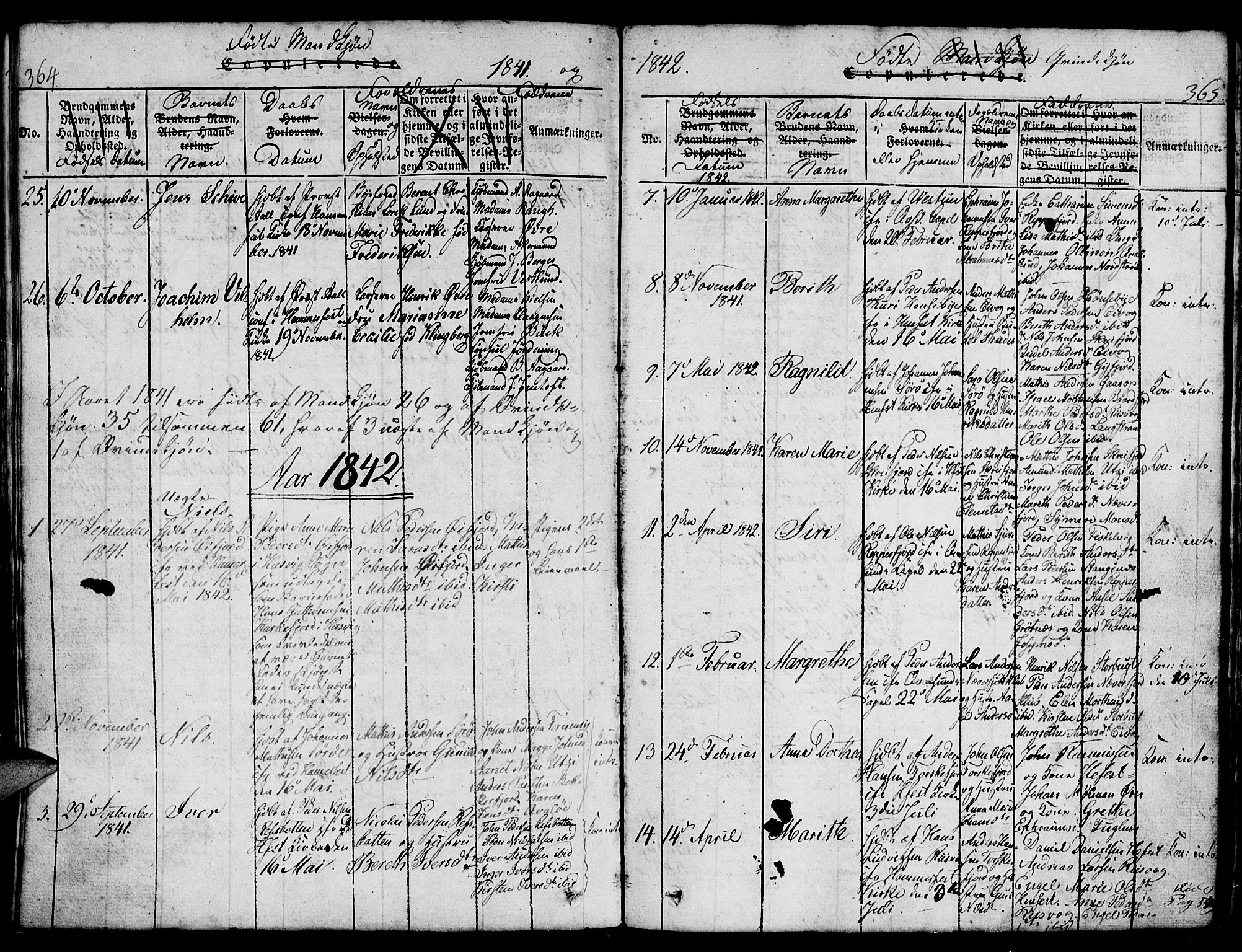 Hammerfest sokneprestkontor, AV/SATØ-S-1347/H/Hb/L0001.klokk: Parish register (copy) no. 1, 1822-1850, p. 364-365