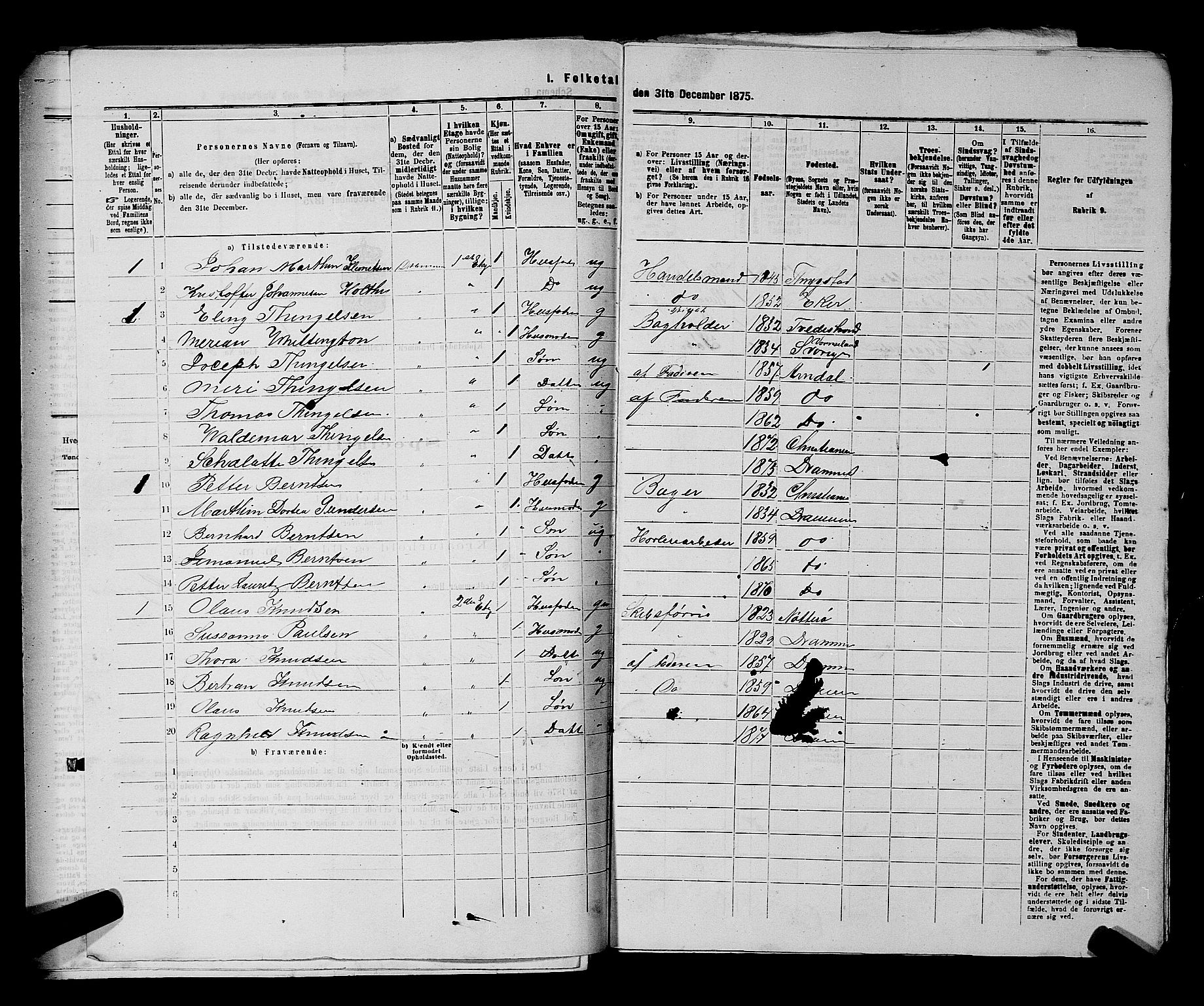 SAKO, 1875 census for 0602 Drammen, 1875, p. 1849